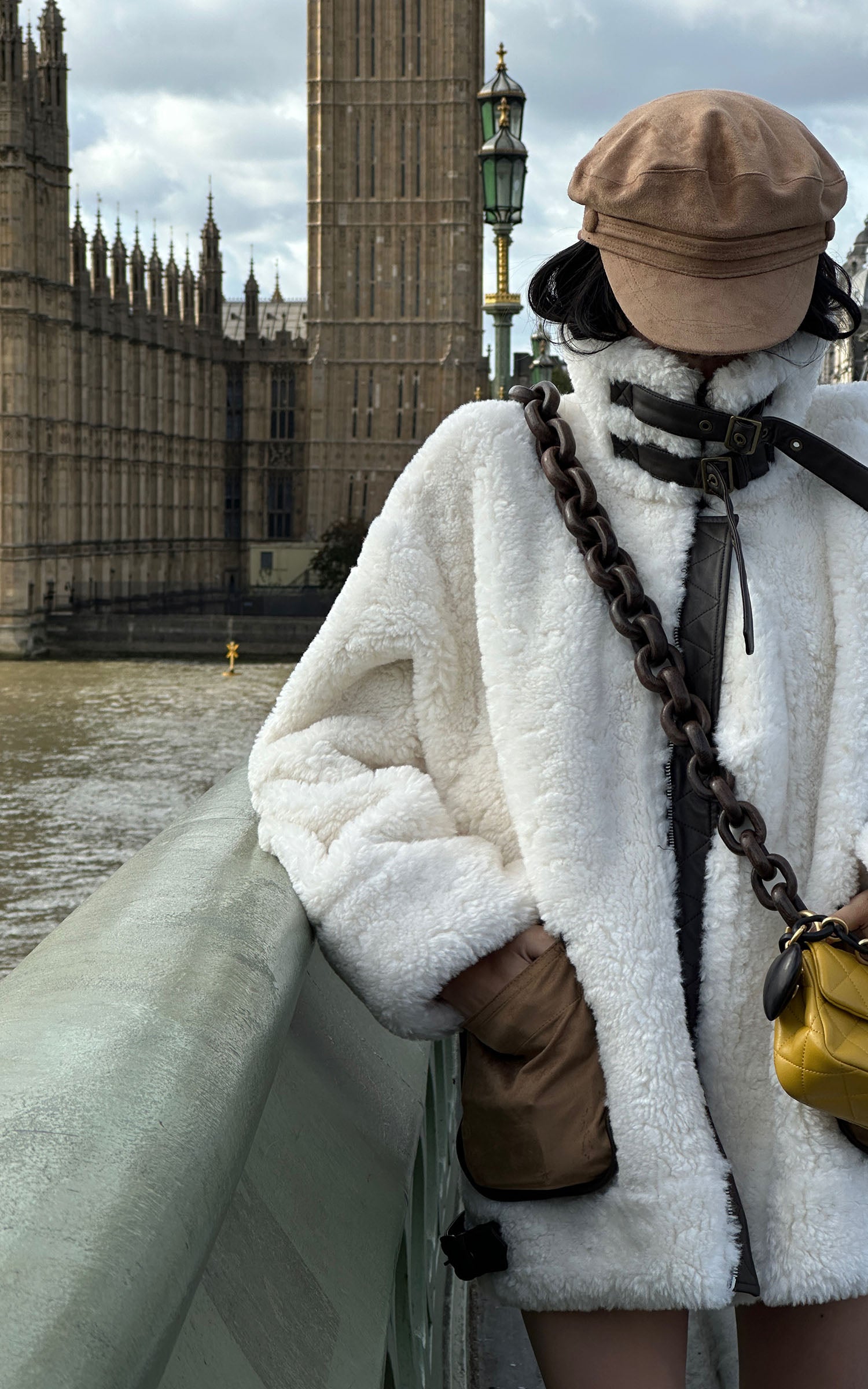 WARDEN EDGE フェイクシアリングレザー トリムジャケット