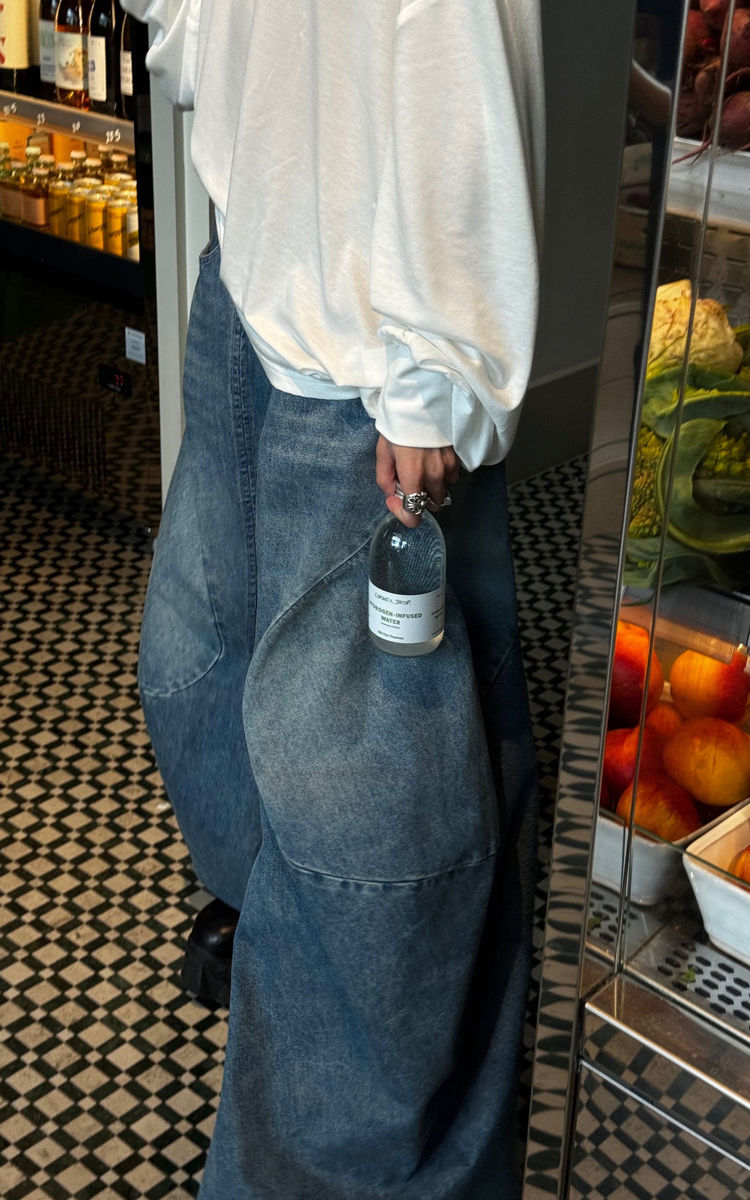 WARDEN EDGE ワイドレッグカーブパネルデニムパンツ