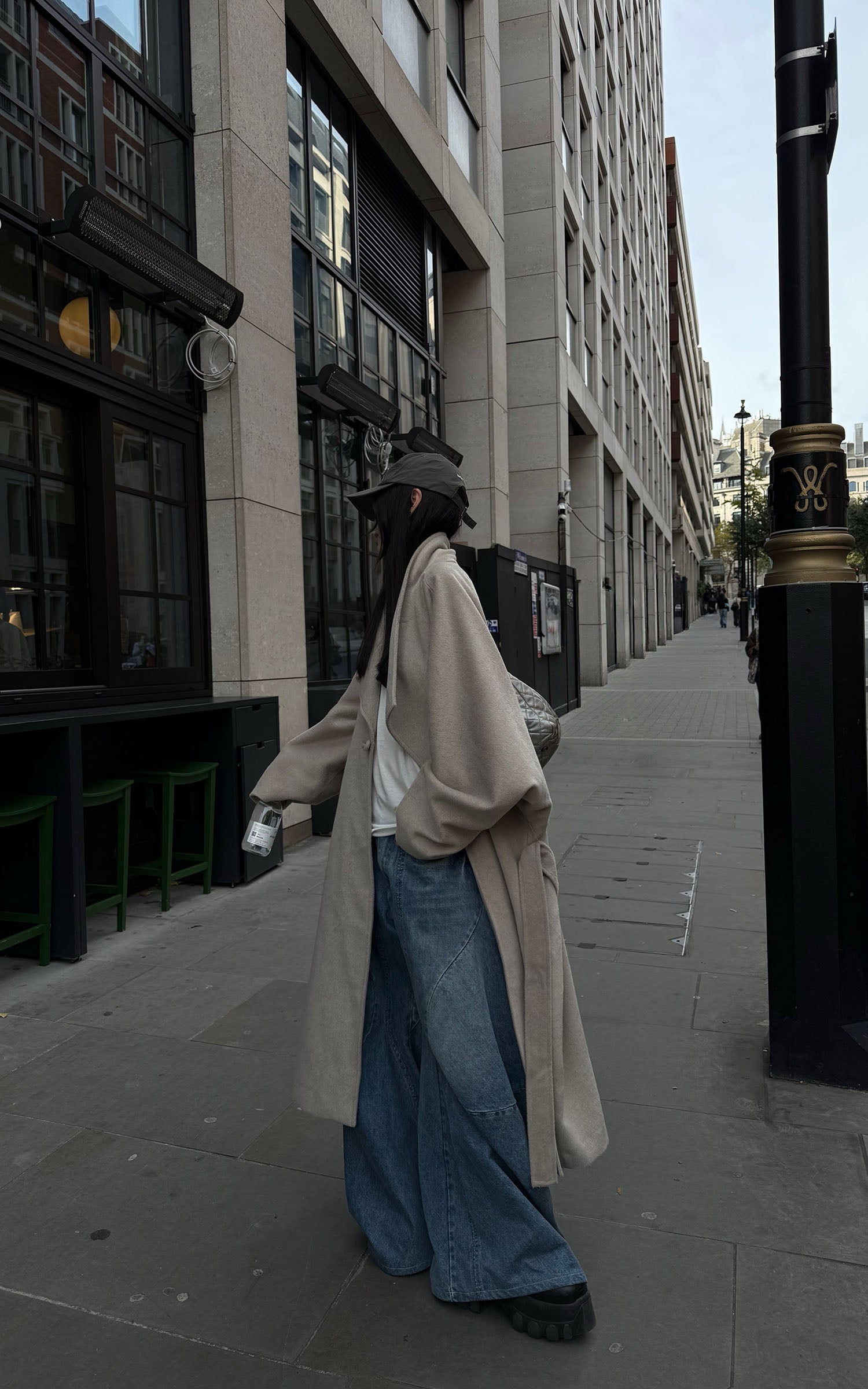 WARDEN EDGE ワイドレッグカーブパネルデニムパンツ