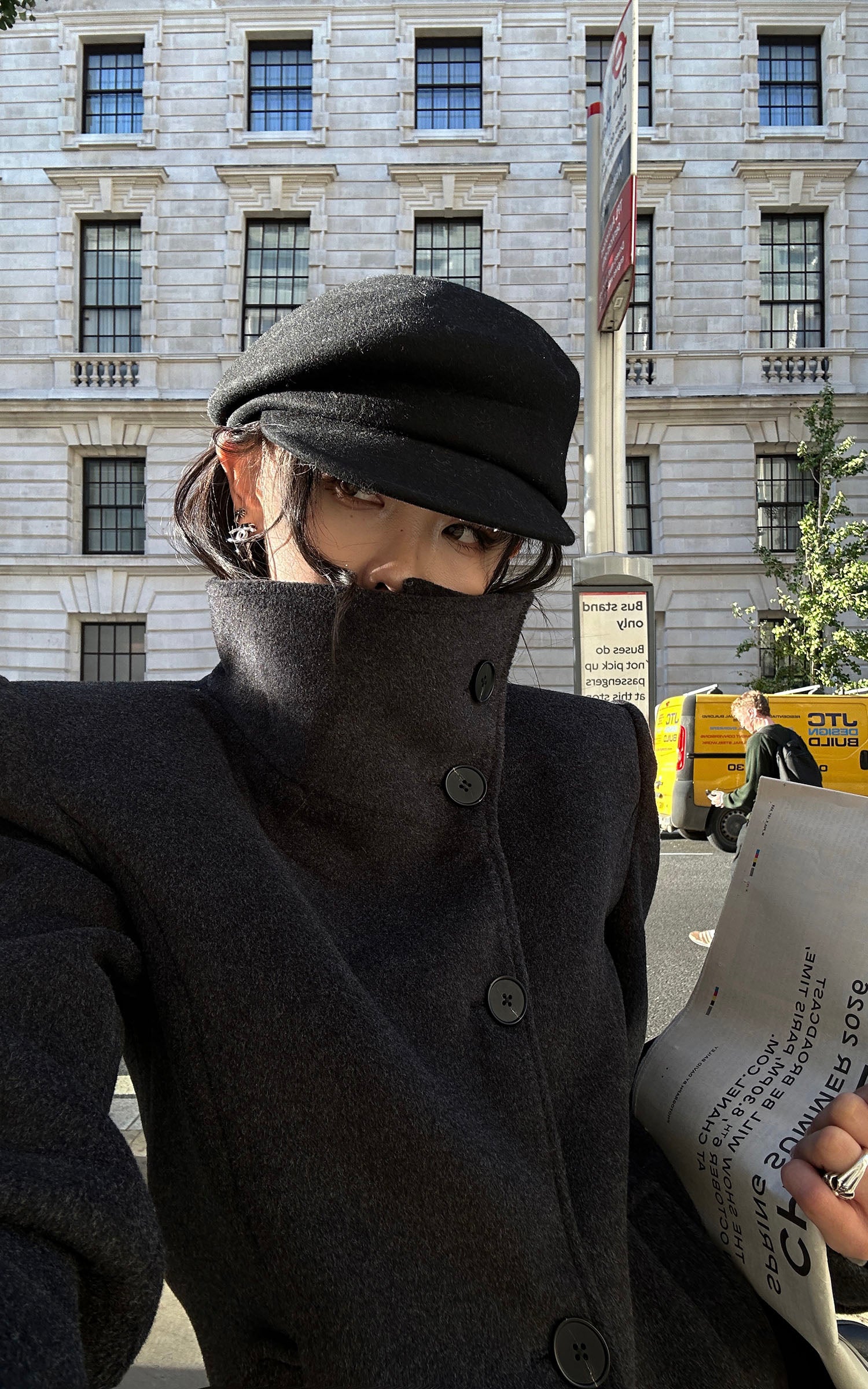 WARDEN EDGE ストラクチャードクロップドウールコートとプリーツミニスカートセット