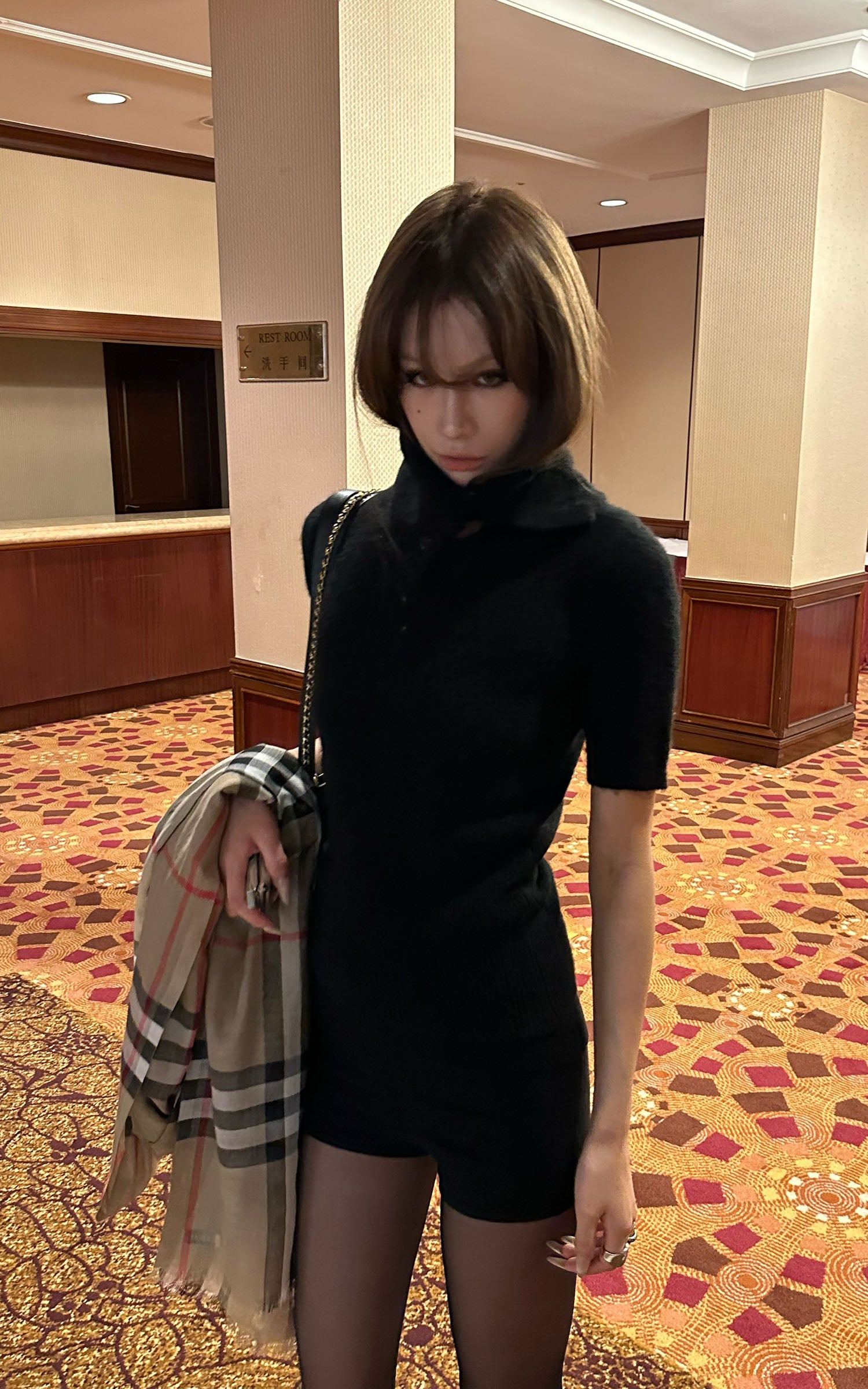 0122stepll ハイネックショートスリーブニットトップ