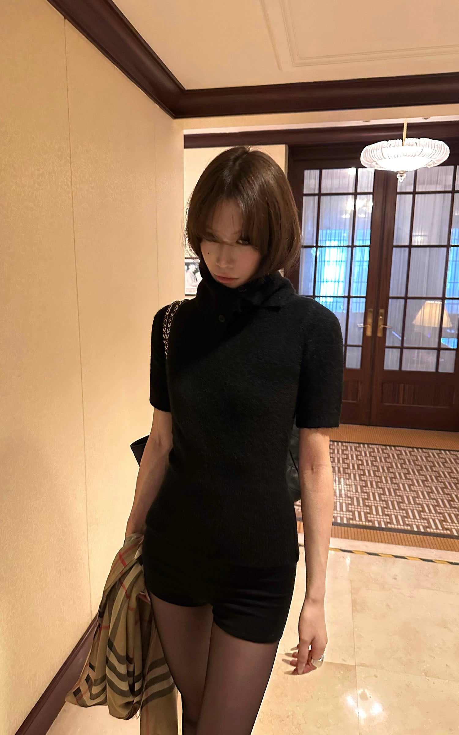 0122stepll ハイネックショートスリーブニットトップ