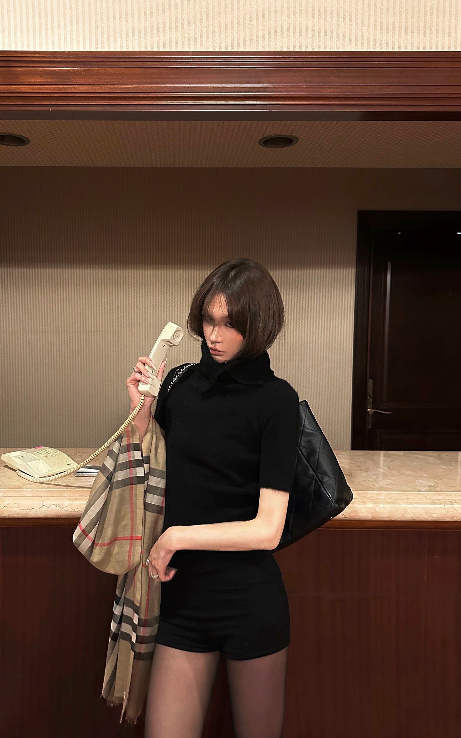 0122stepll ハイネックショートスリーブニットトップ