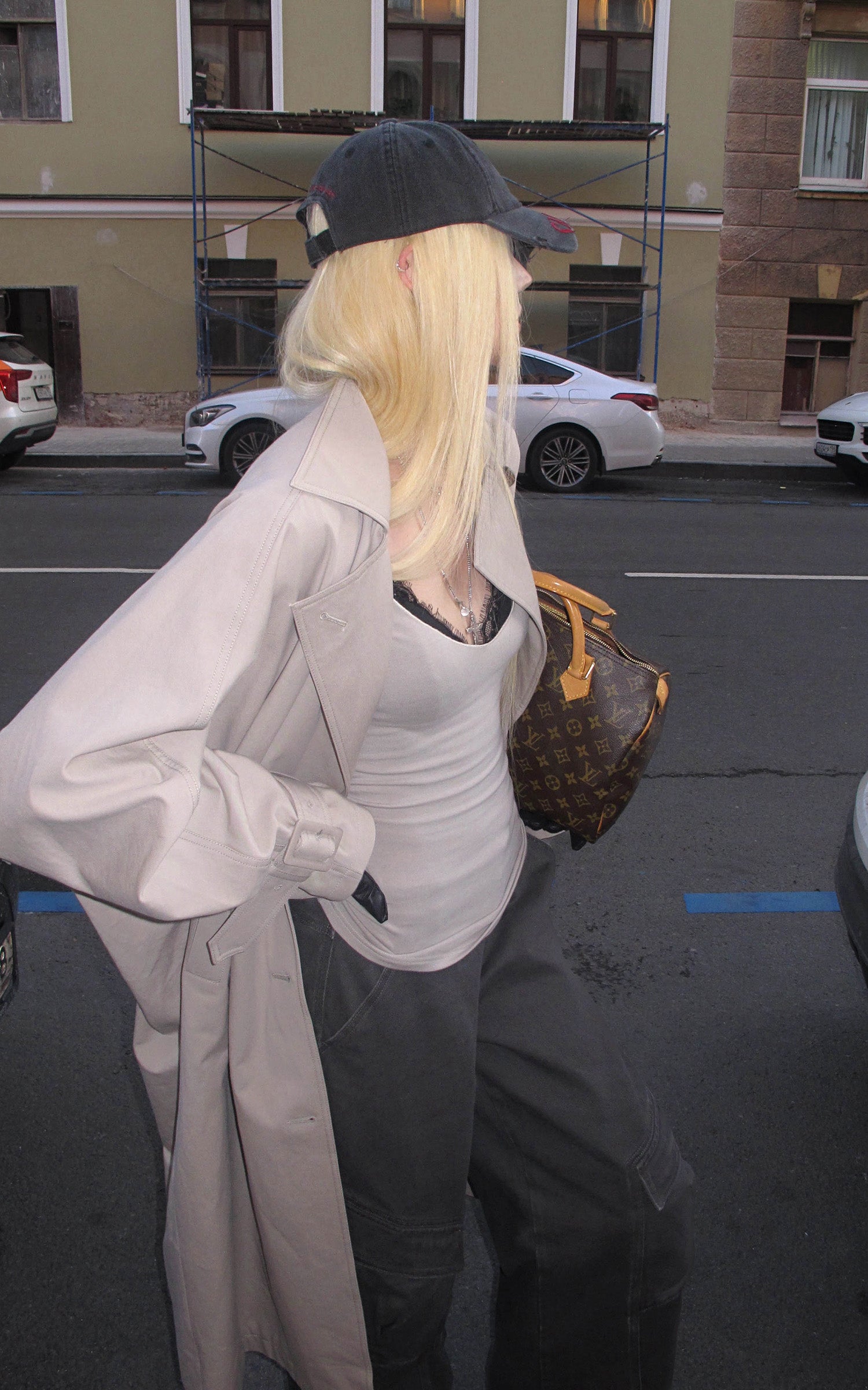 Rase le sol レーストリム付きリブ深Vネック長袖Tシャツとキャミソールセット