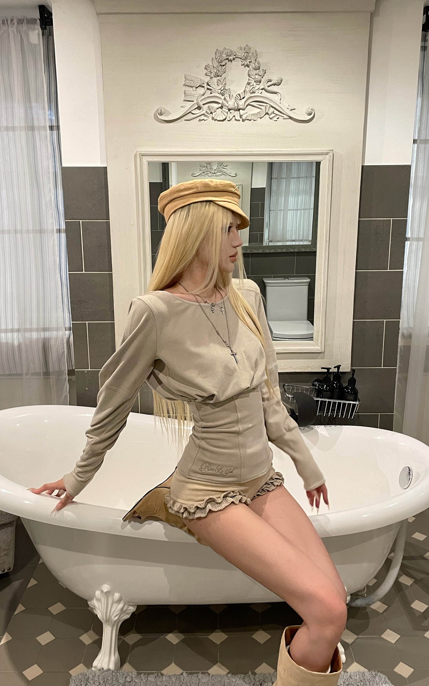 Rase le sol フリルヘムフィットニットショーツ