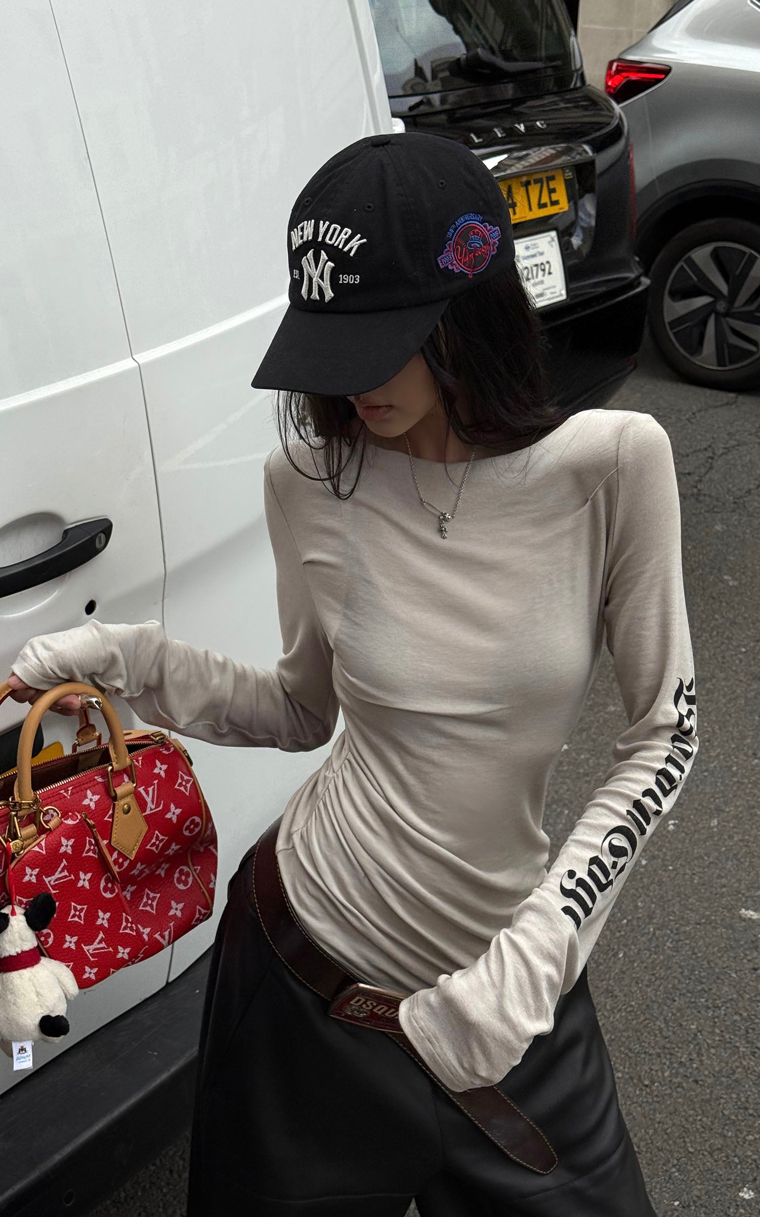 WARDEN EDGE Asymmetric Long Sleeve T-Shirt with Logo Print