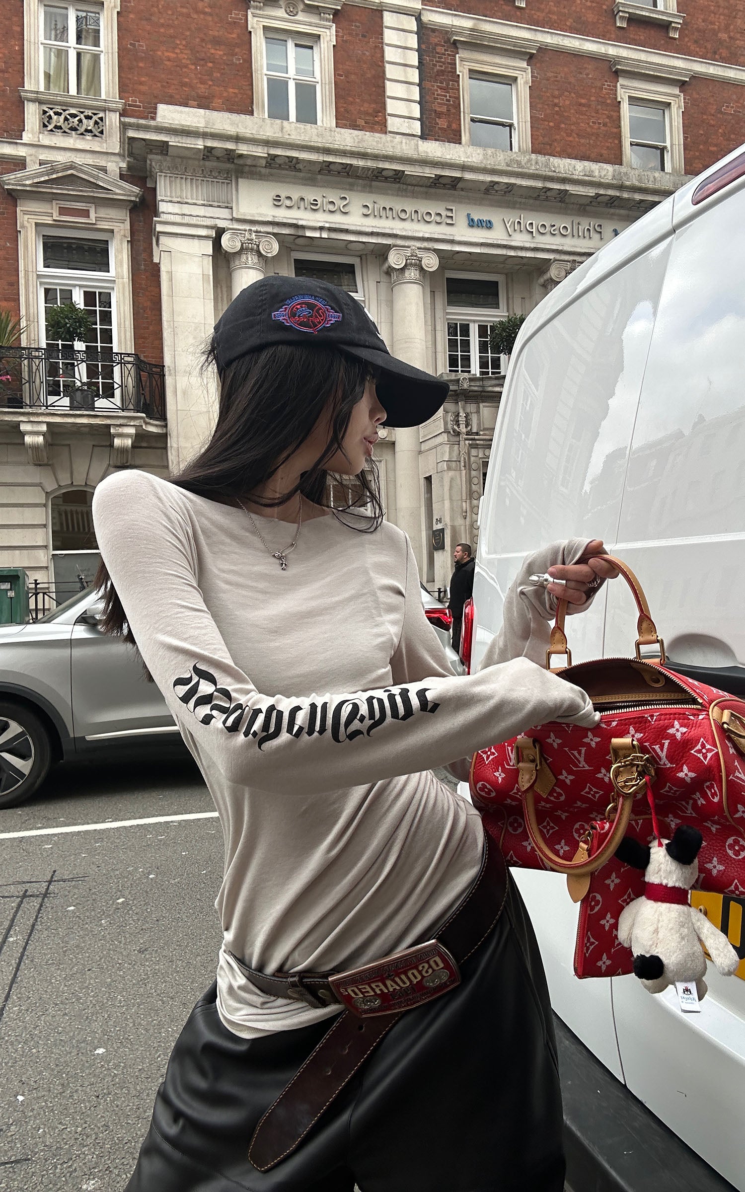 WARDEN EDGE Asymmetric Long Sleeve T-Shirt with Logo Print