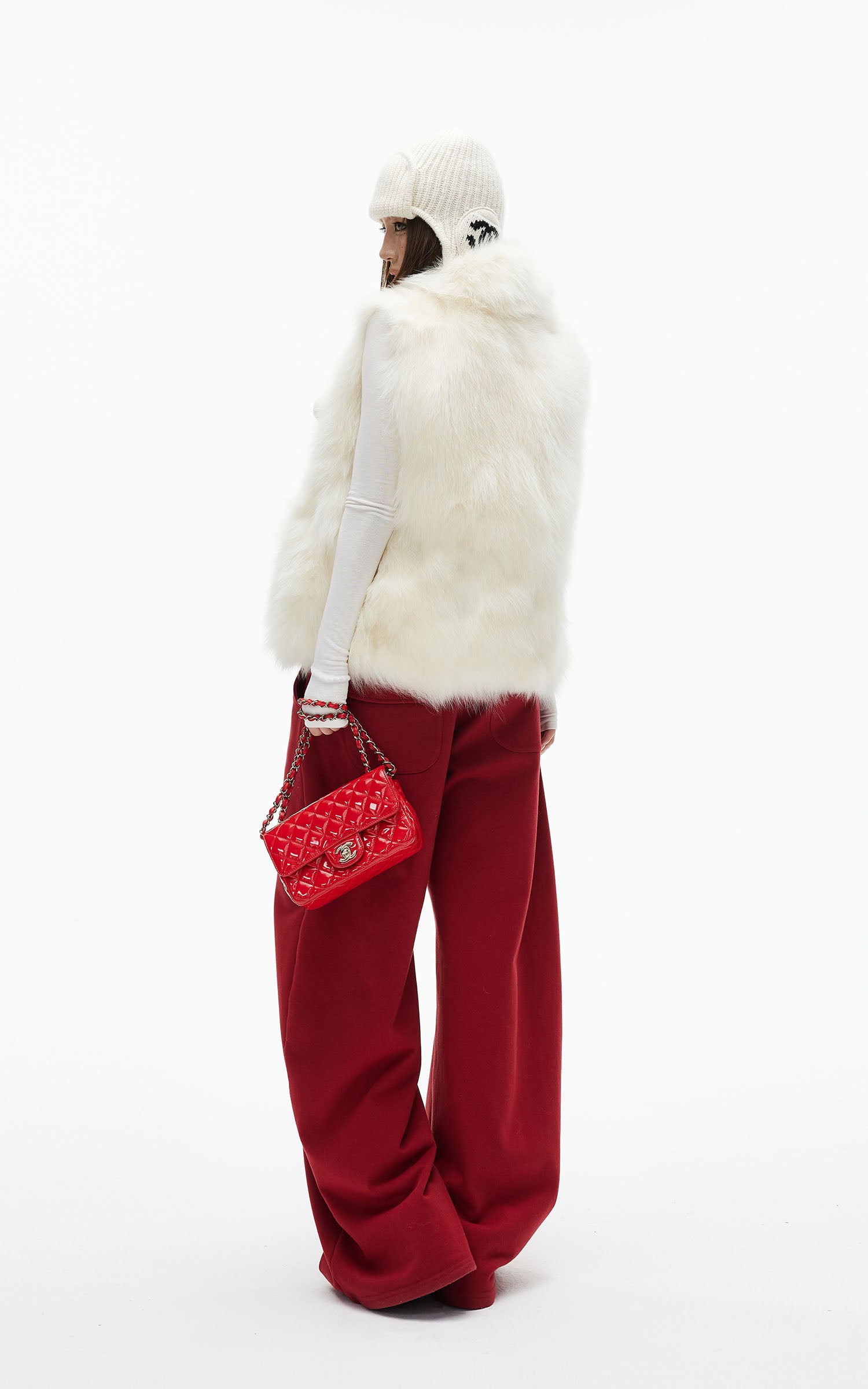 IAMXIAA フェイクファー ベスト ソフト ウィンター レイヤー ストリート シック アウターウェア