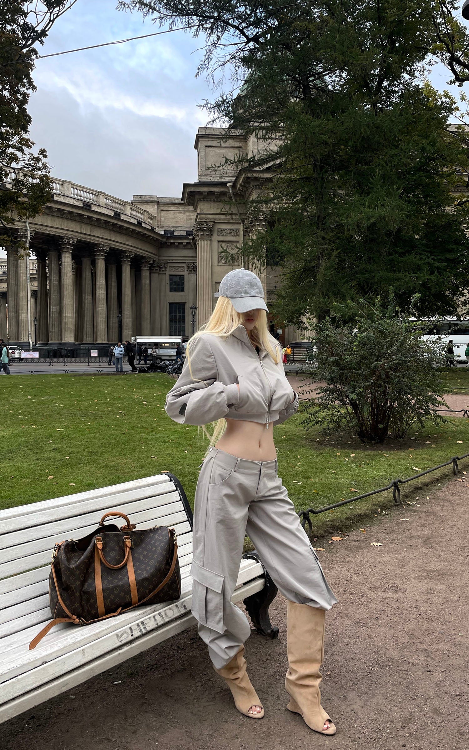 Rase le sol ユーティリティジャケットとワイドレッグカーゴパンツセット