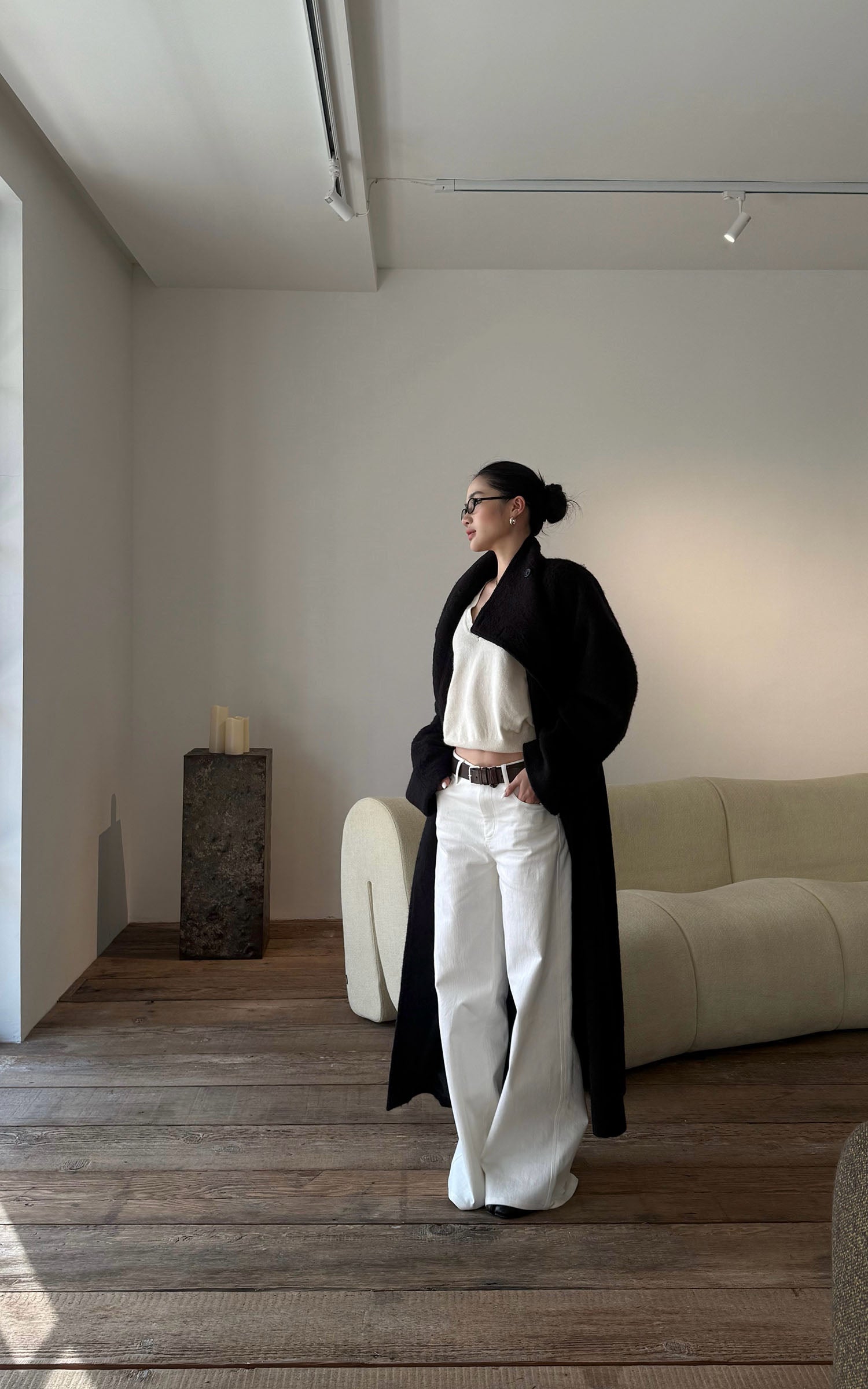 ROVENTE ハイライズ ワイドレッグ デニムトラウザーズ