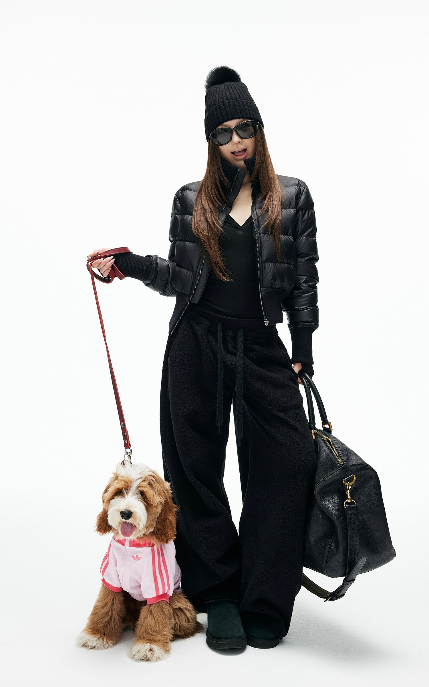 IAMXIAA リブ付きハイネックとカフ付き裾のクロップドパファージャケット