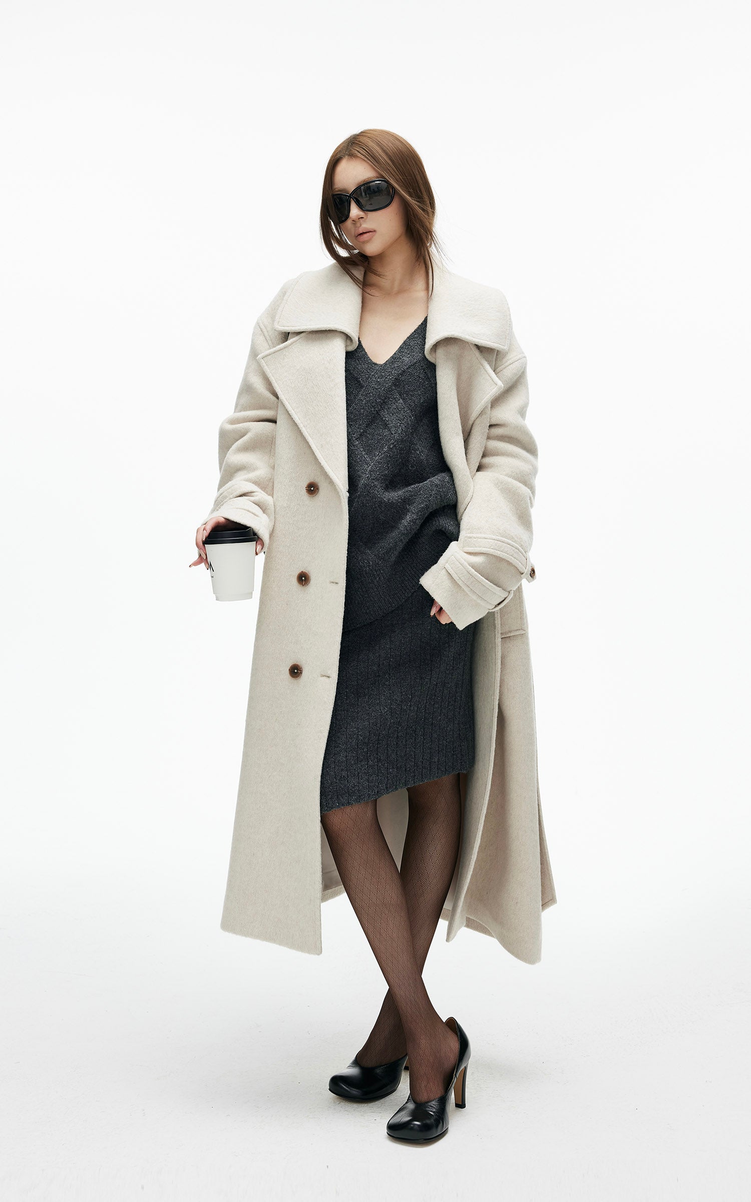IAMXIAA Structured Wool-Blend Maxi Coat with Belted Silhouette