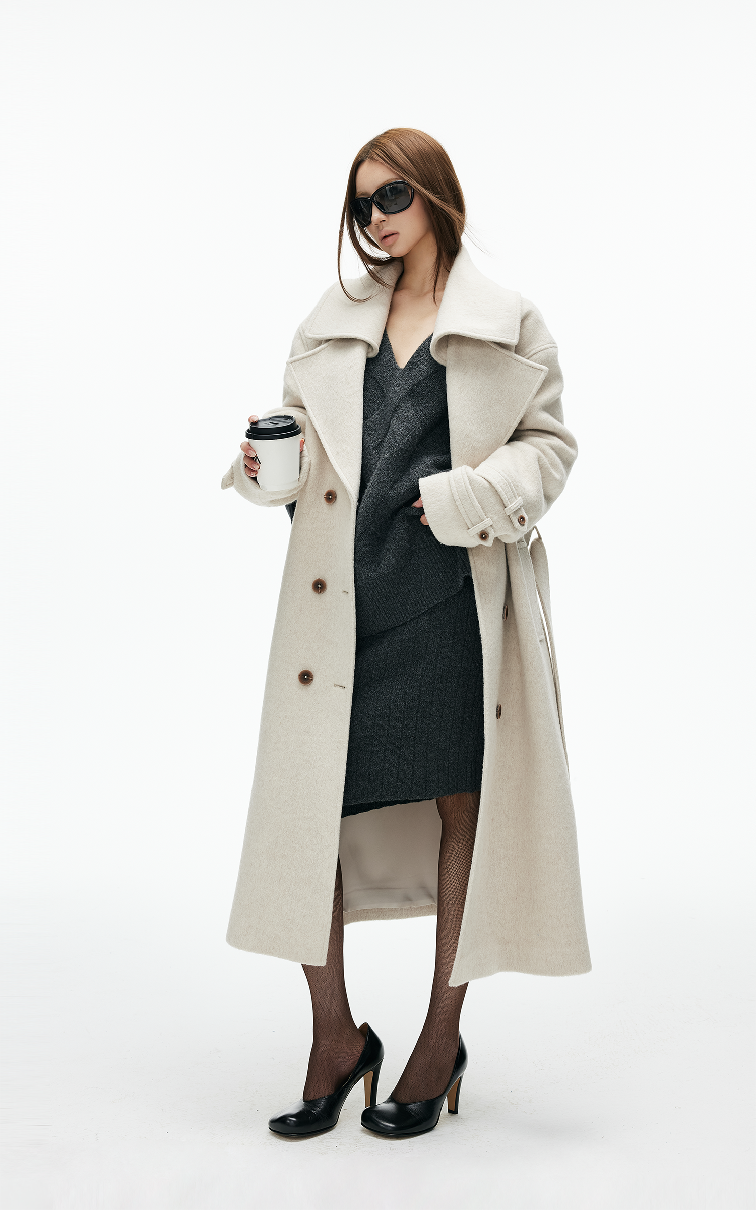 IAMXIAA Structured Wool-Blend Maxi Coat with Belted Silhouette