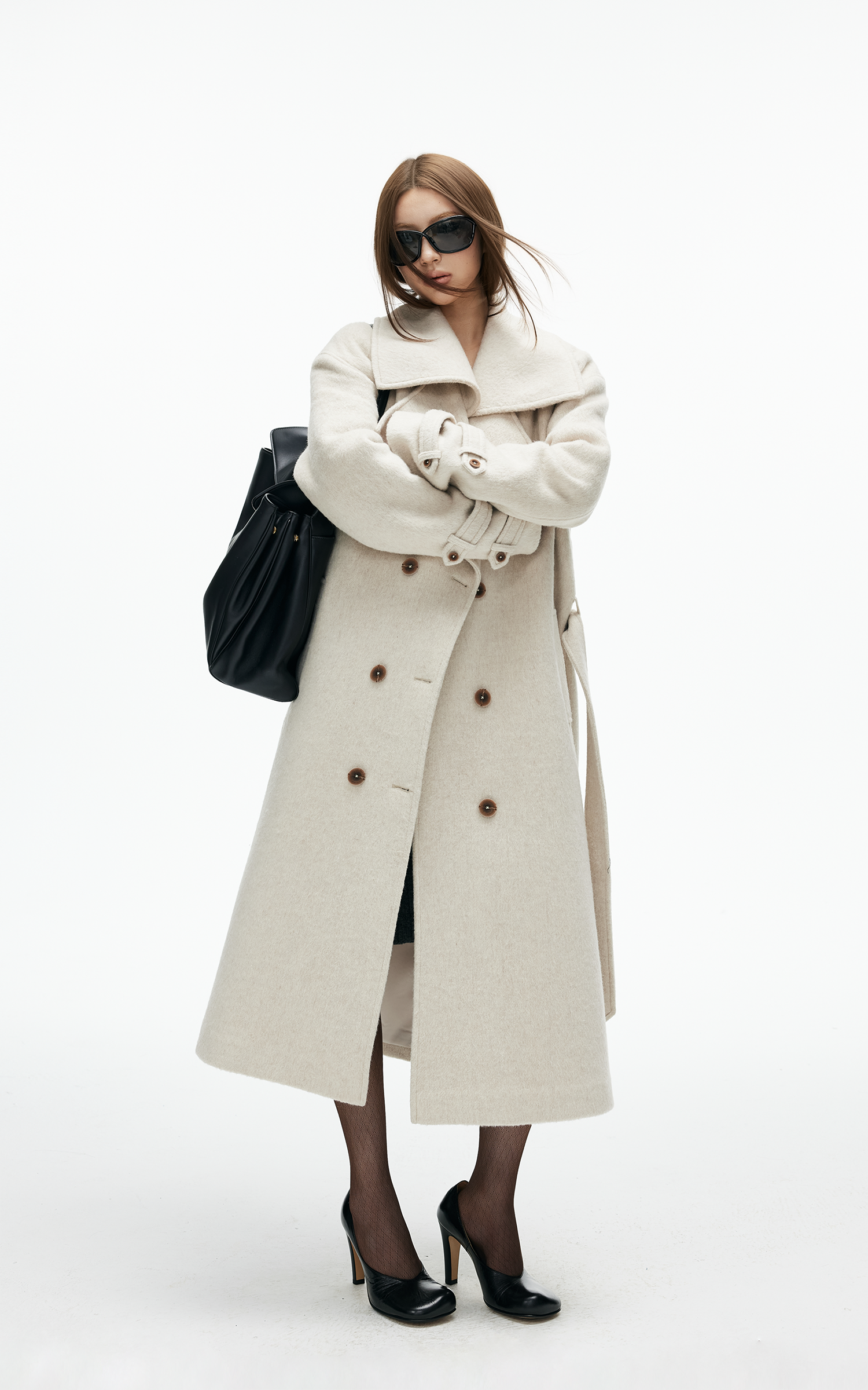 IAMXIAA Structured Wool-Blend Maxi Coat with Belted Silhouette
