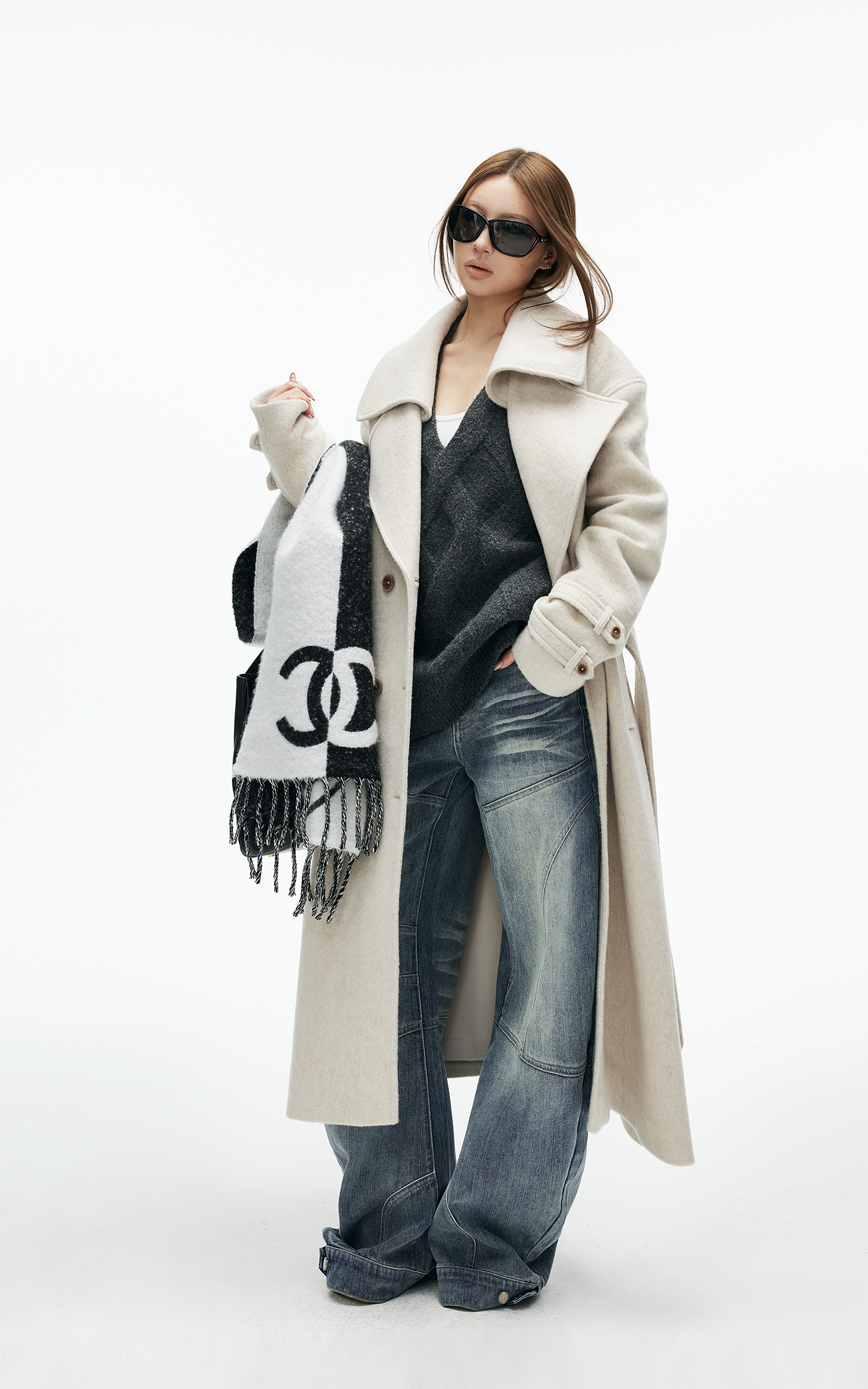 IAMXIAA Structured Wool-Blend Maxi Coat with Belted Silhouette