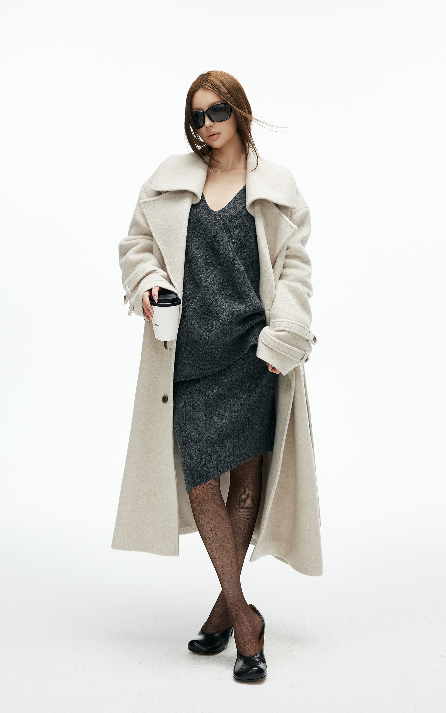 IAMXIAA Structured Wool-Blend Maxi Coat with Belted Silhouette