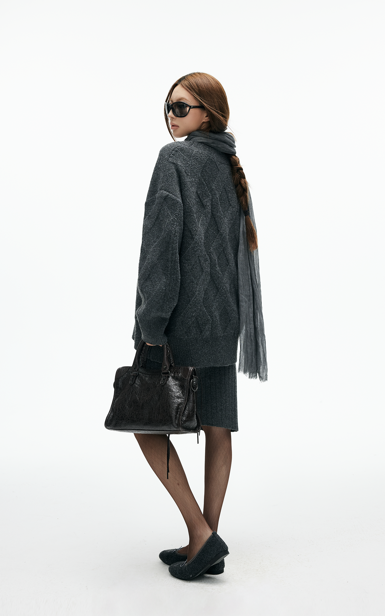 IAMXIAA ケーブルニットセーター &amp; リブスカート2点セット