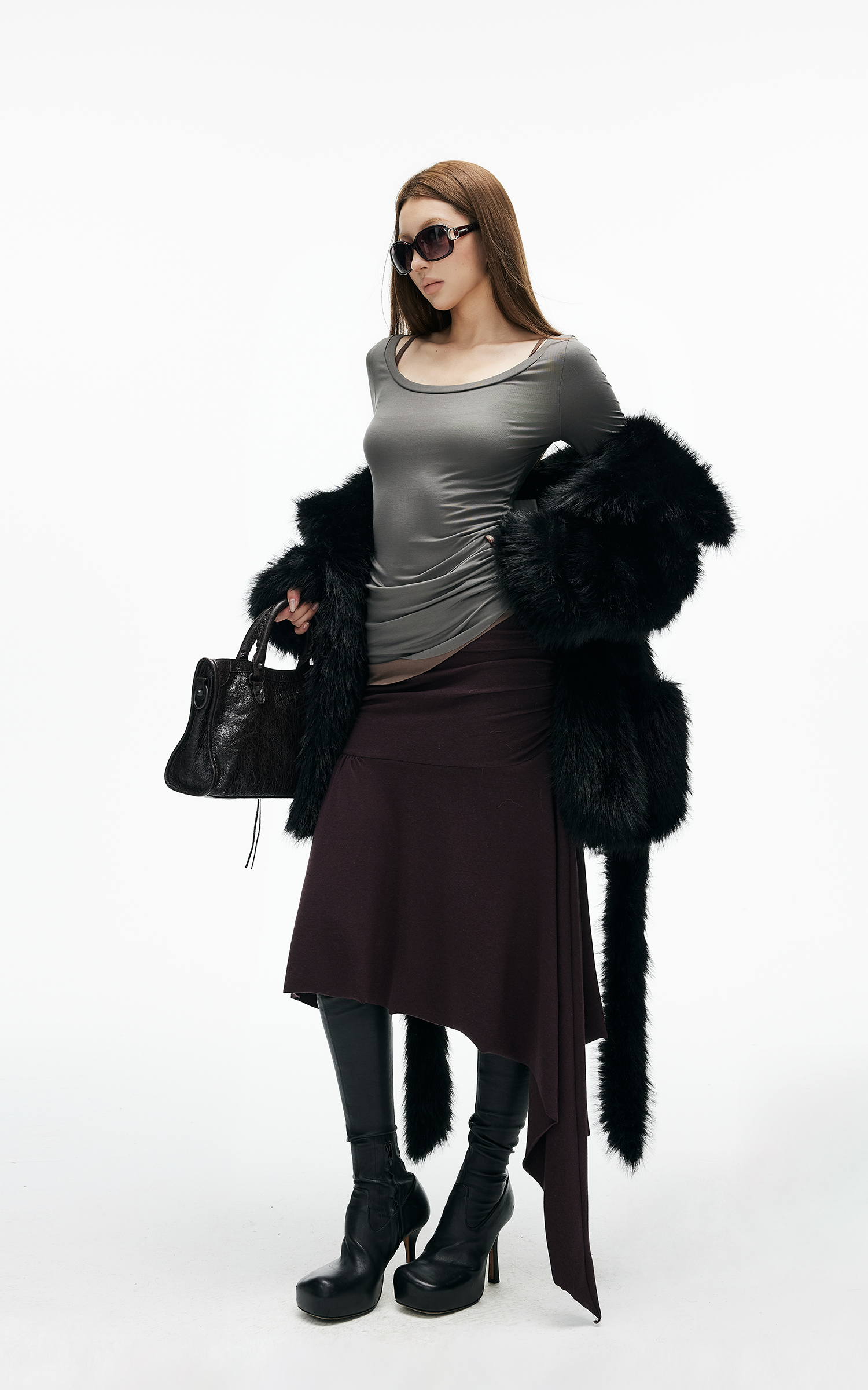 IAMXIAA Faux Fox Fur Belted Plush Coat Bold Winter Style