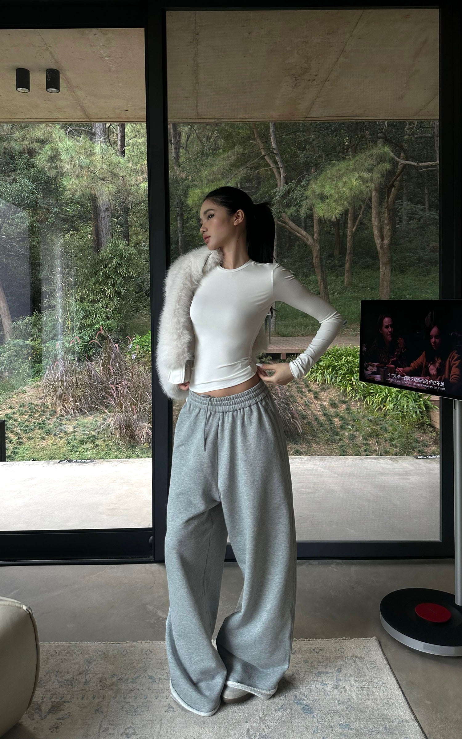 ROVENTE イージーワイドレッグスウェットパンツ