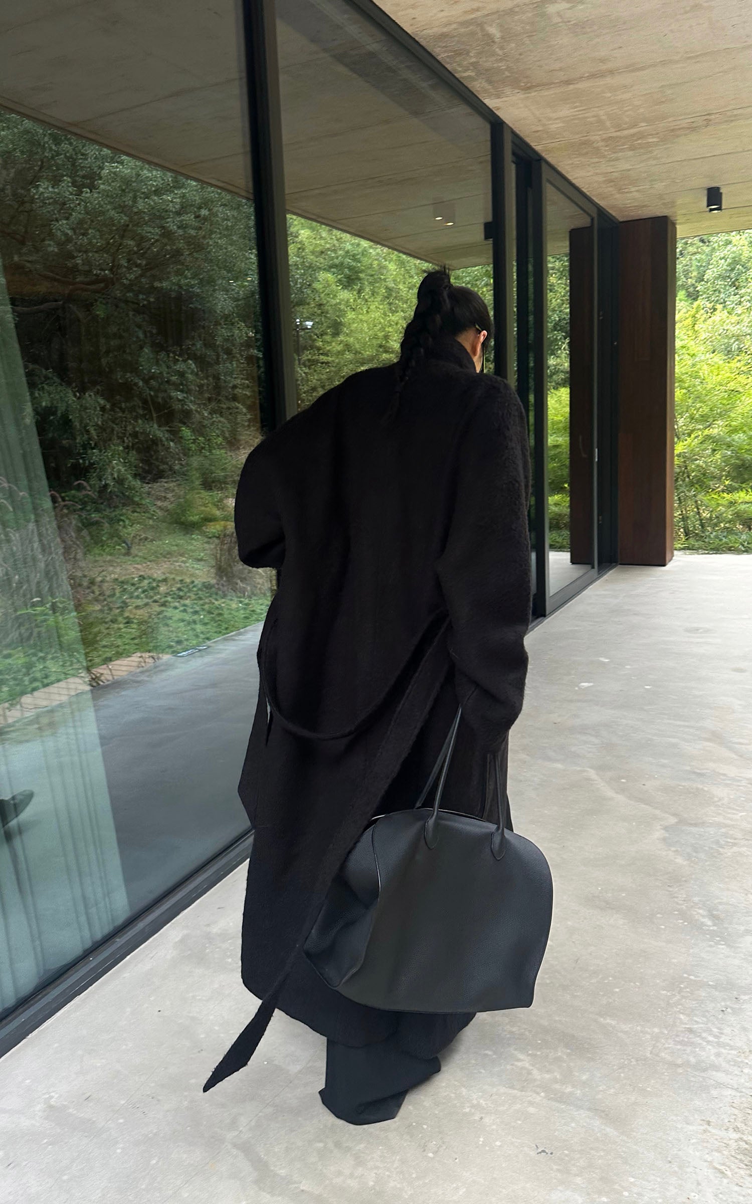 ROVENTE テクスチャードウールコート オーバーサイズラペル付き &amp; タイベルト