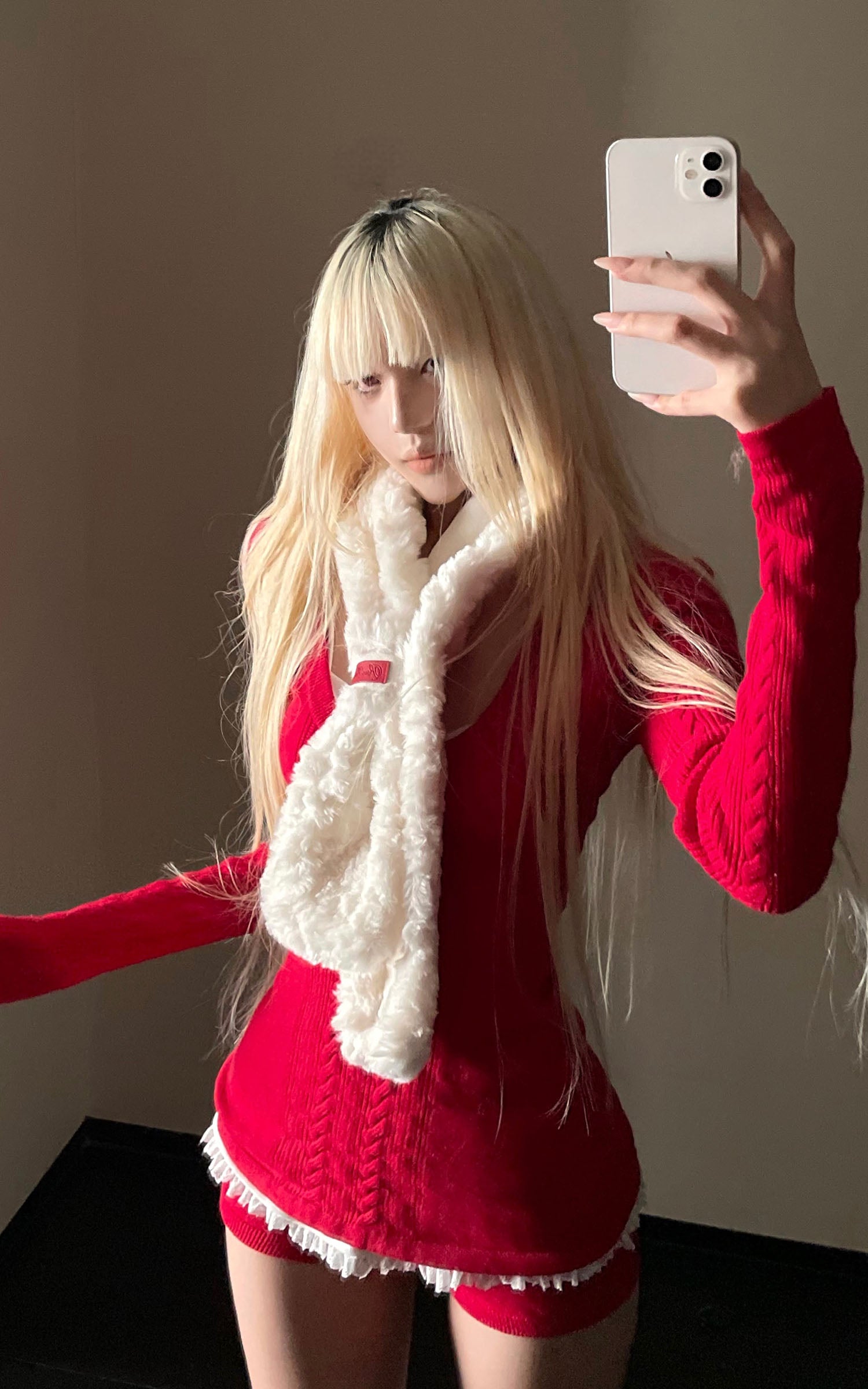 Rase le sol フィットケーブルセーター3点セット（ショートパンツとレイヤードレーストリムキャミ付き）