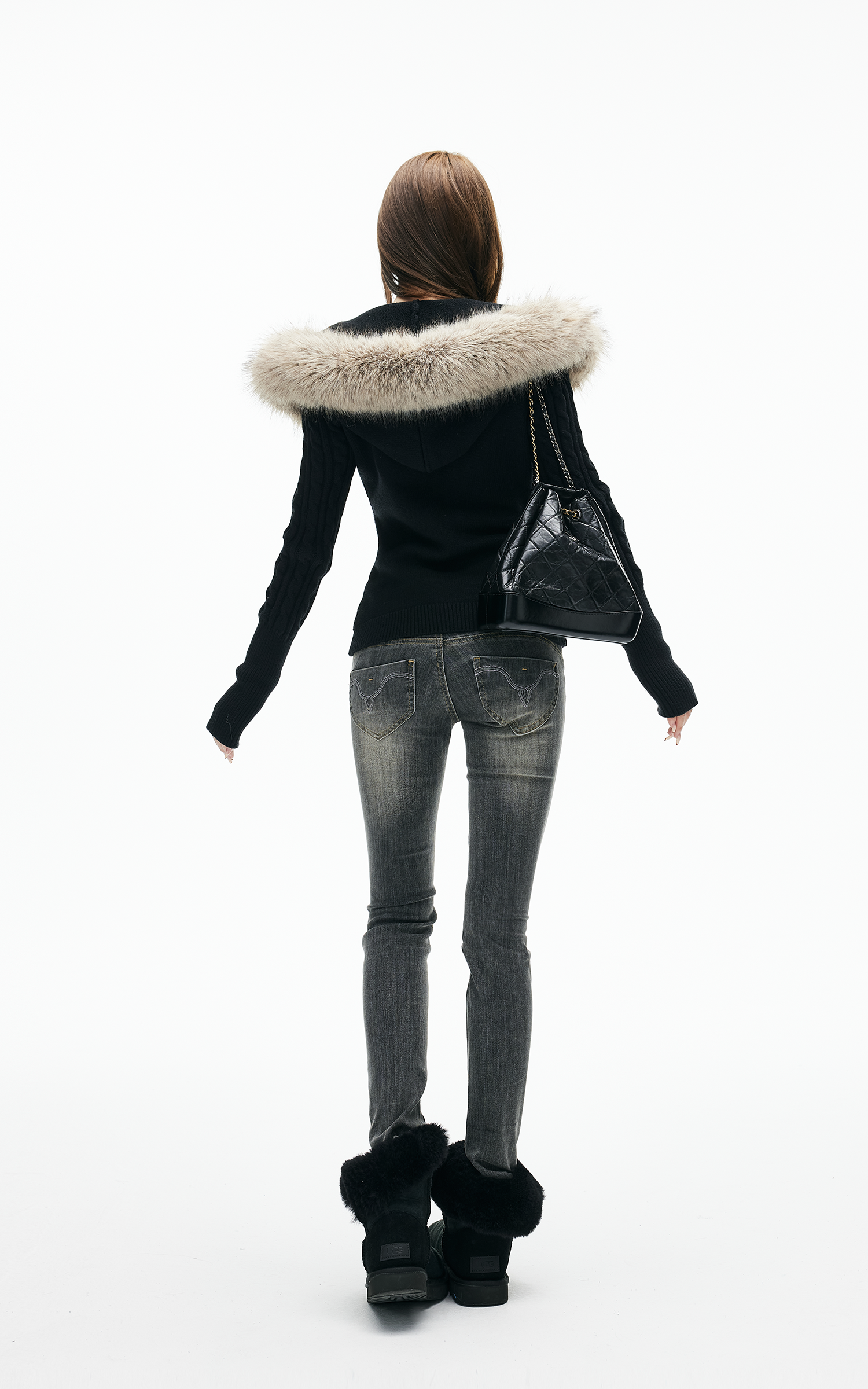 IAMXIAA 薄いスキニーローライズグレーのジーンズ