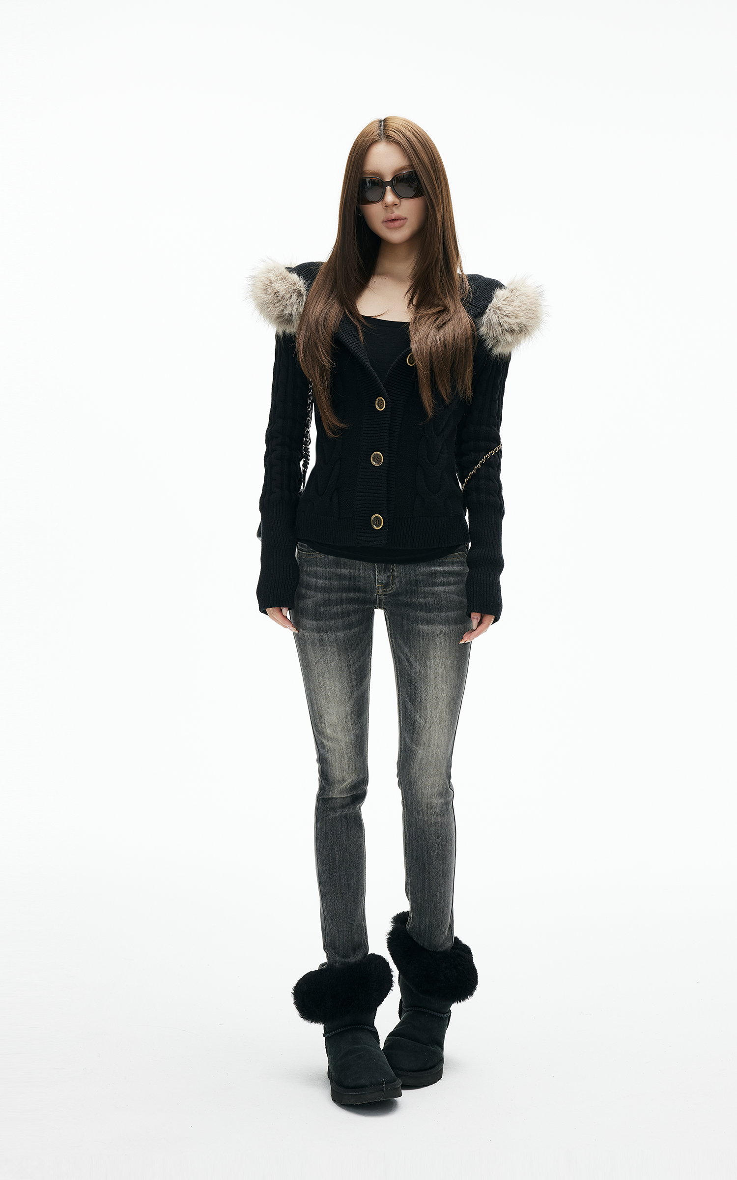 IAMXIAA 薄いスキニーローライズグレーのジーンズ