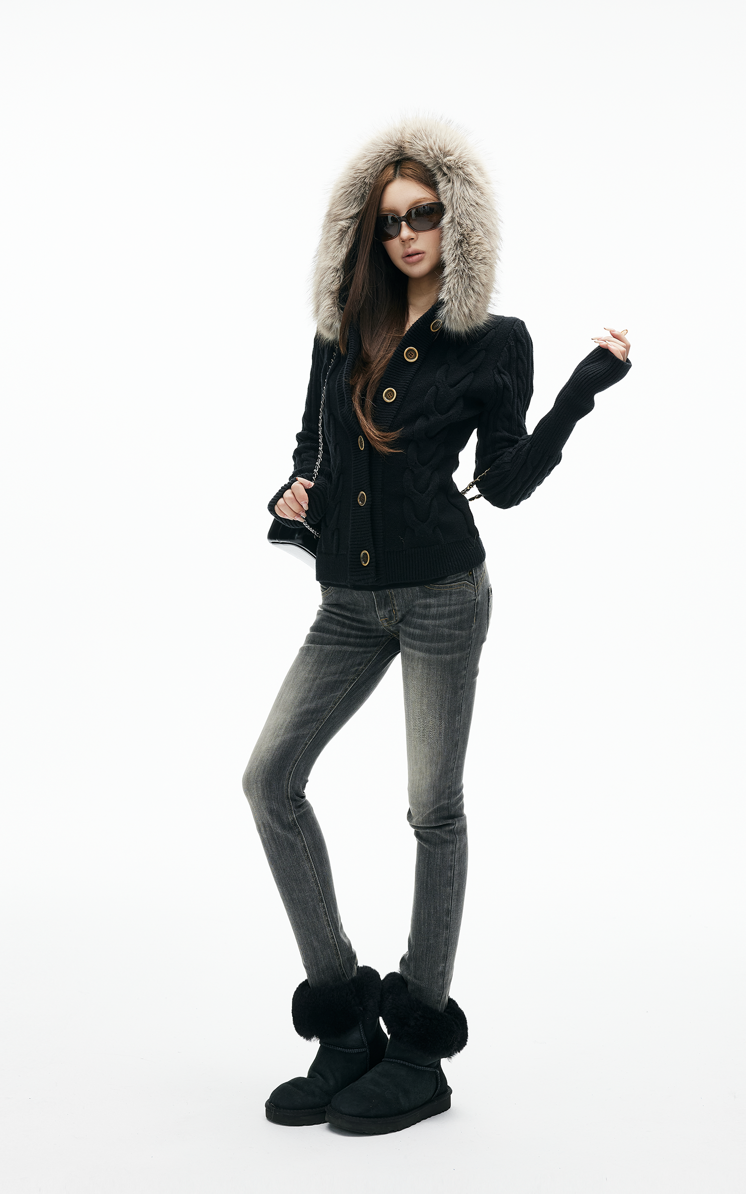 IAMXIAA 薄いスキニーローライズグレーのジーンズ