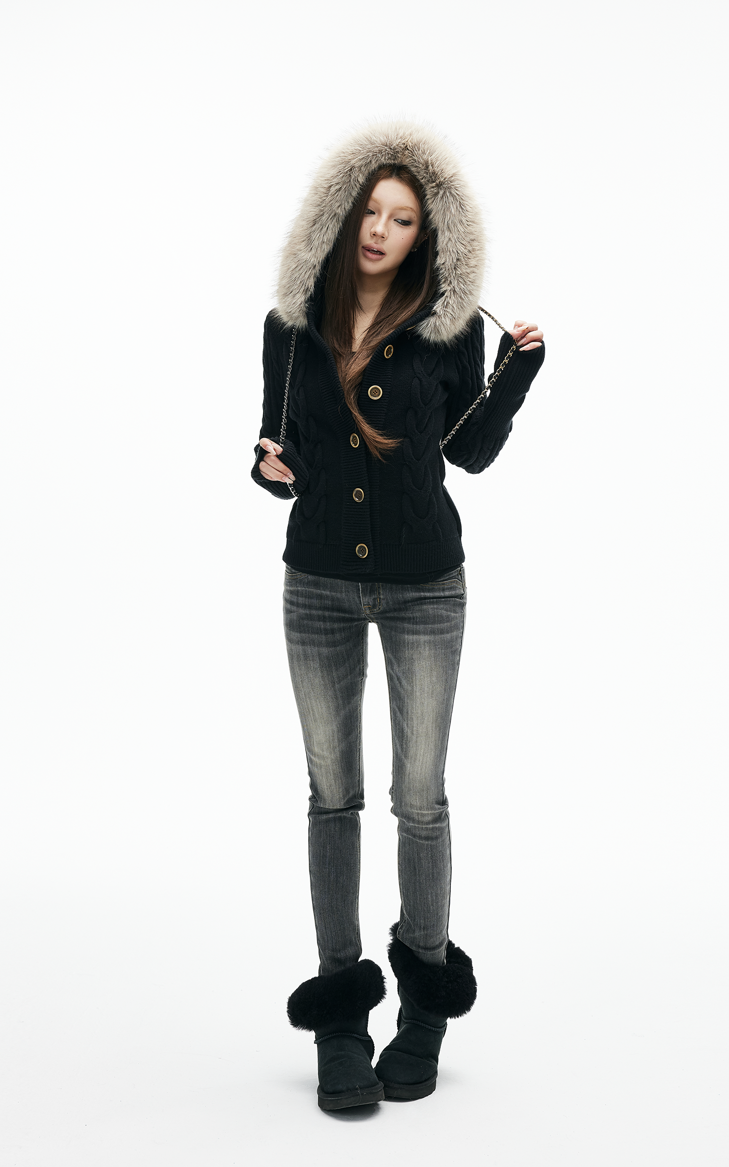 IAMXIAA 薄いスキニーローライズグレーのジーンズ