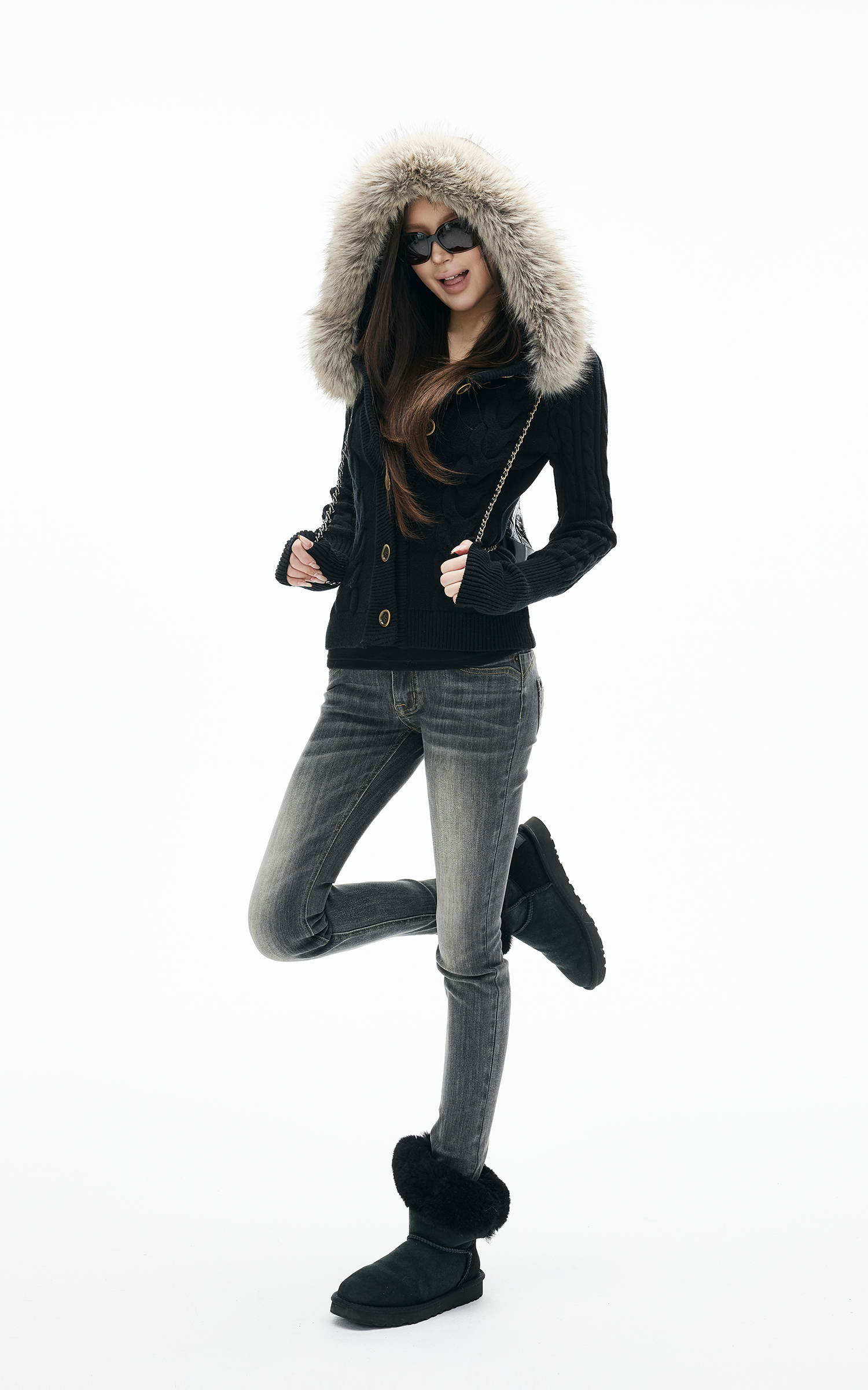 IAMXIAA 薄いスキニーローライズグレーのジーンズ