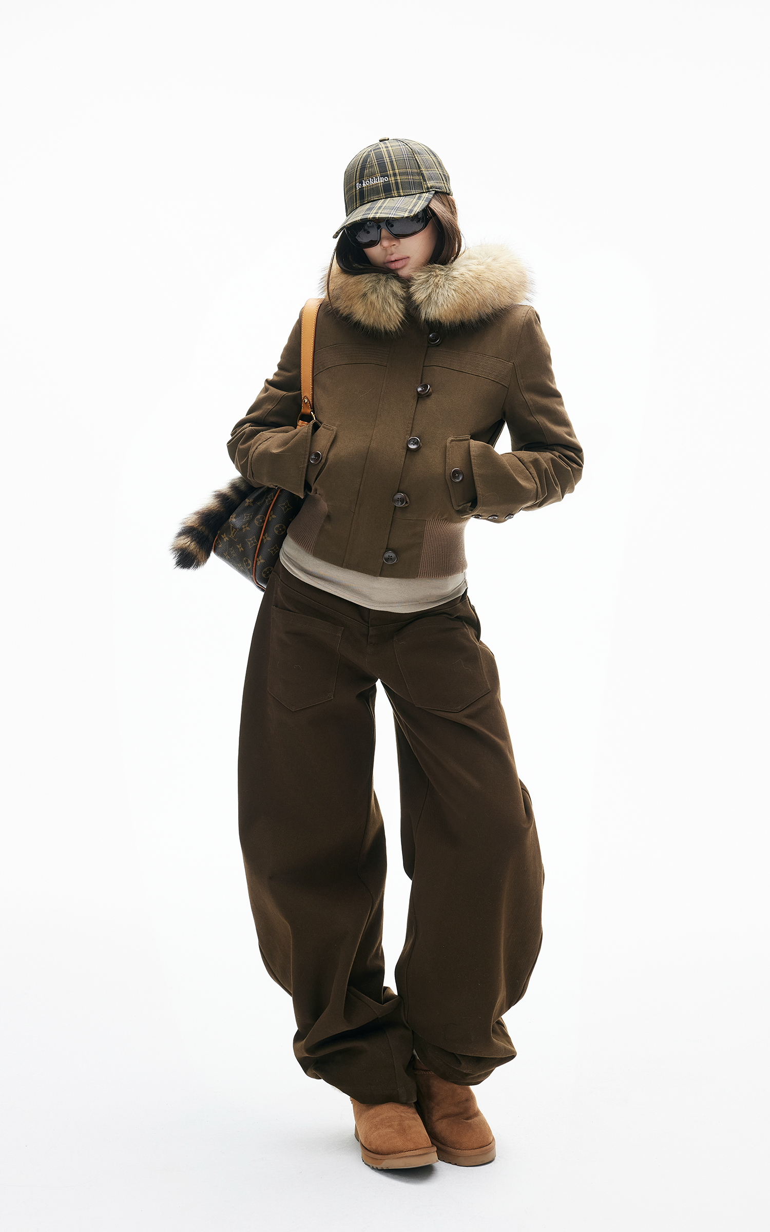 IAMXIAA リラックスワイドレッグカジュアルパンツ