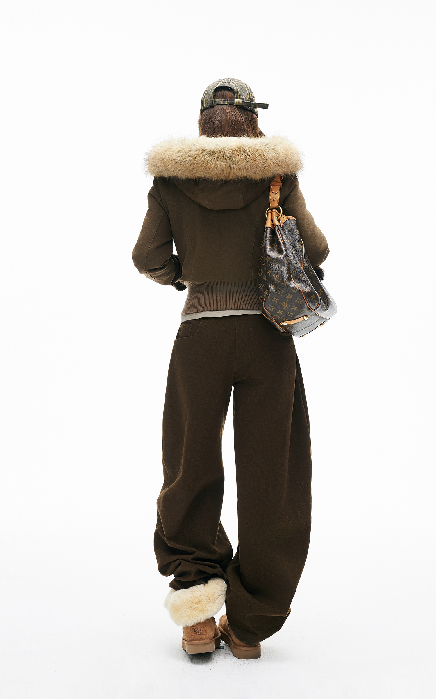 IAMXIAA リラックスワイドレッグカジュアルパンツ