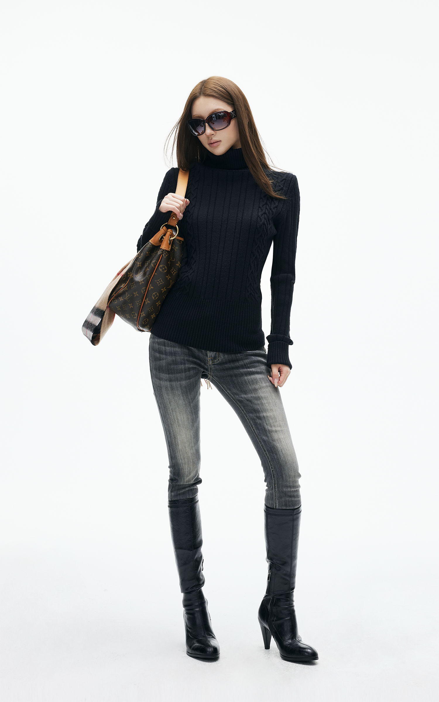 IAMXIAA 薄いスキニーローライズグレーのジーンズ