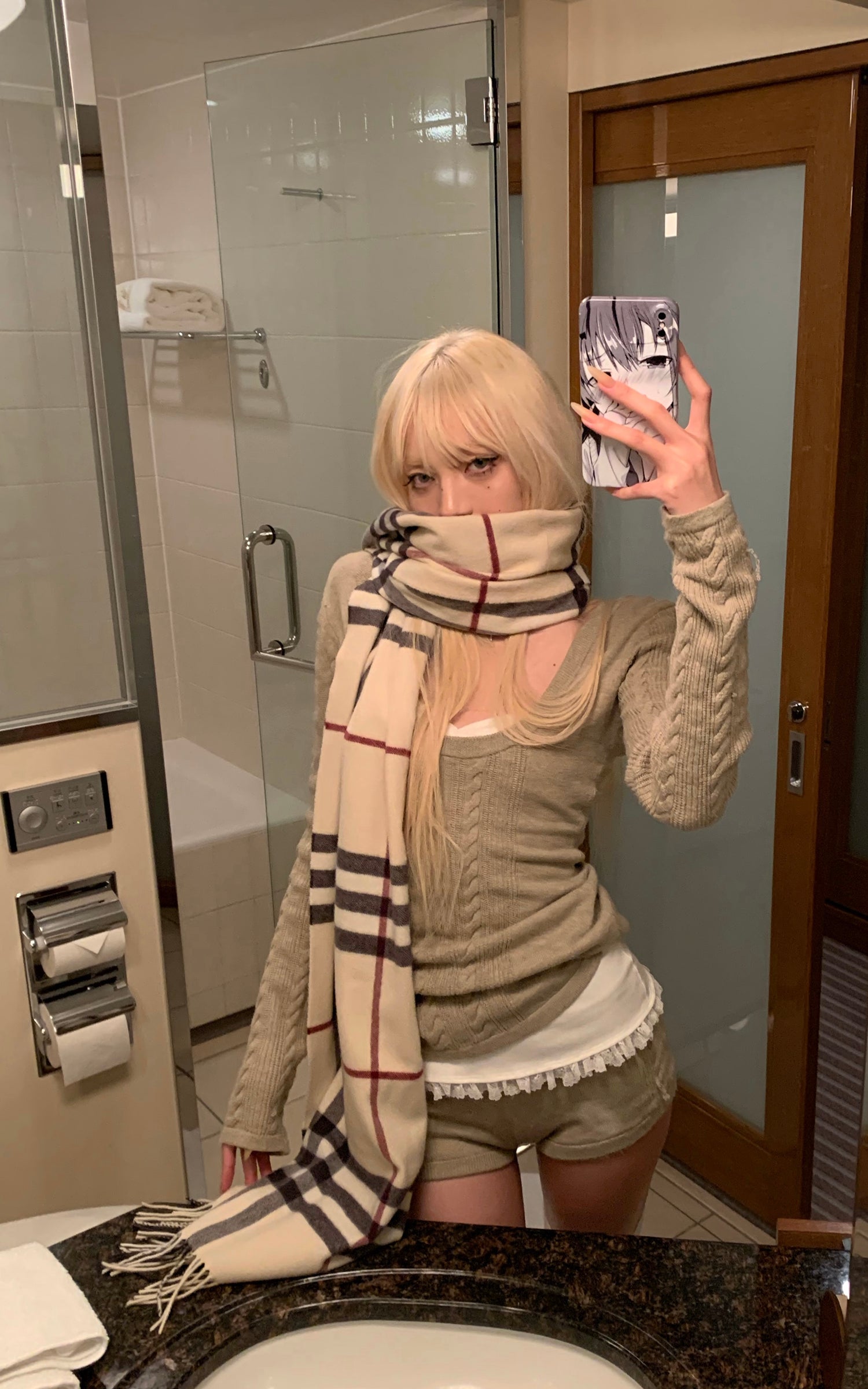 Rase le sol ミニマリストニット三点セット スリムセーター ショートパンツとキャミソール