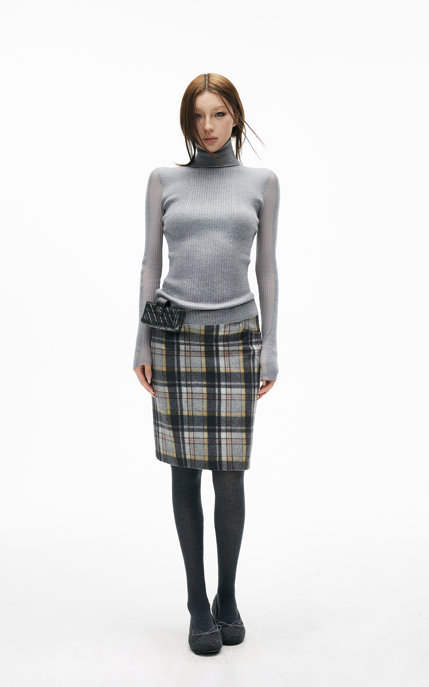 IAMXIAA リブ編みタートルネックニットベーストップ