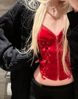 Rase le sol サイドレースアップディテール付きベルベットコルセットキャミソール