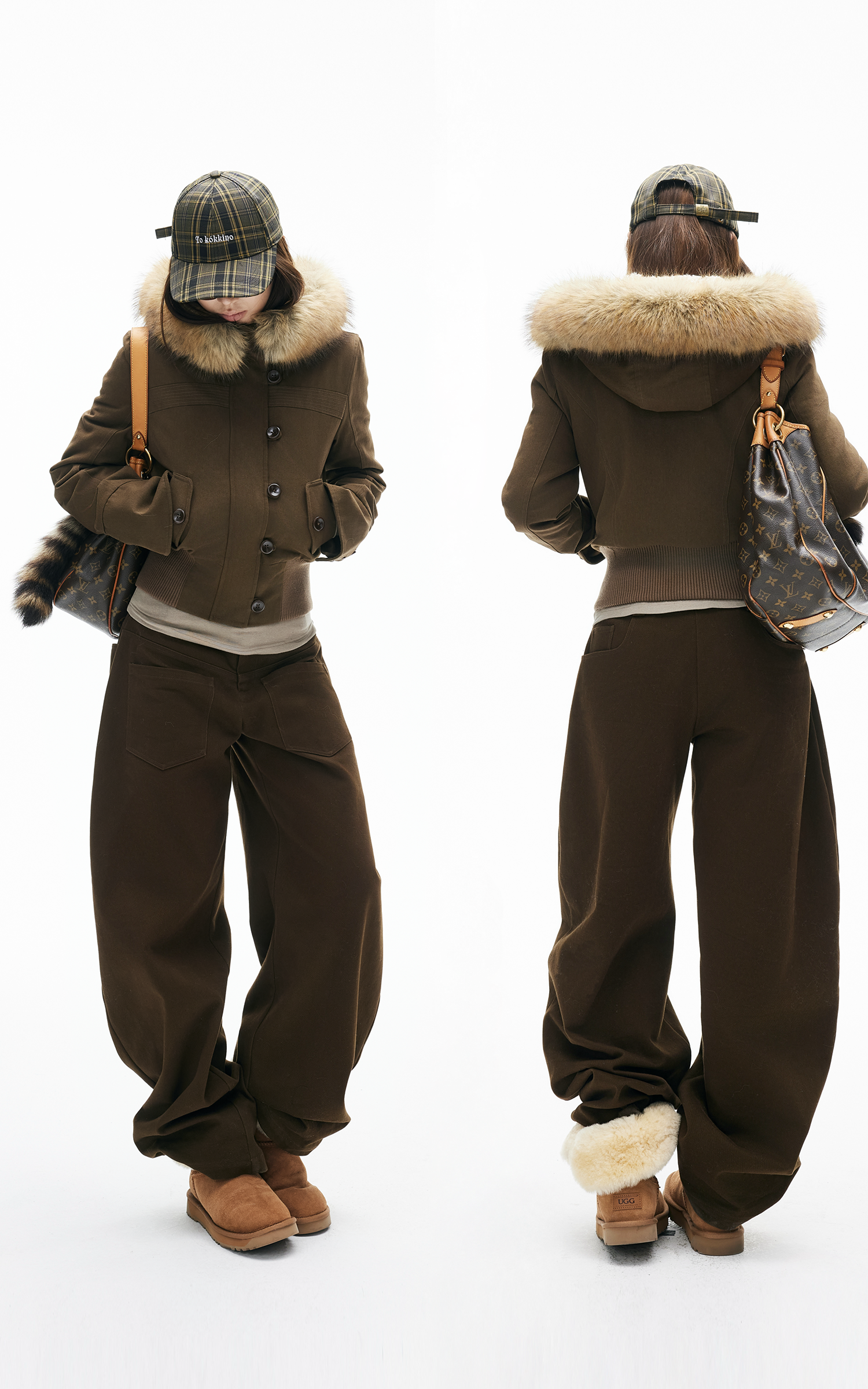 IAMXIAA リラックスワイドレッグカジュアルパンツ