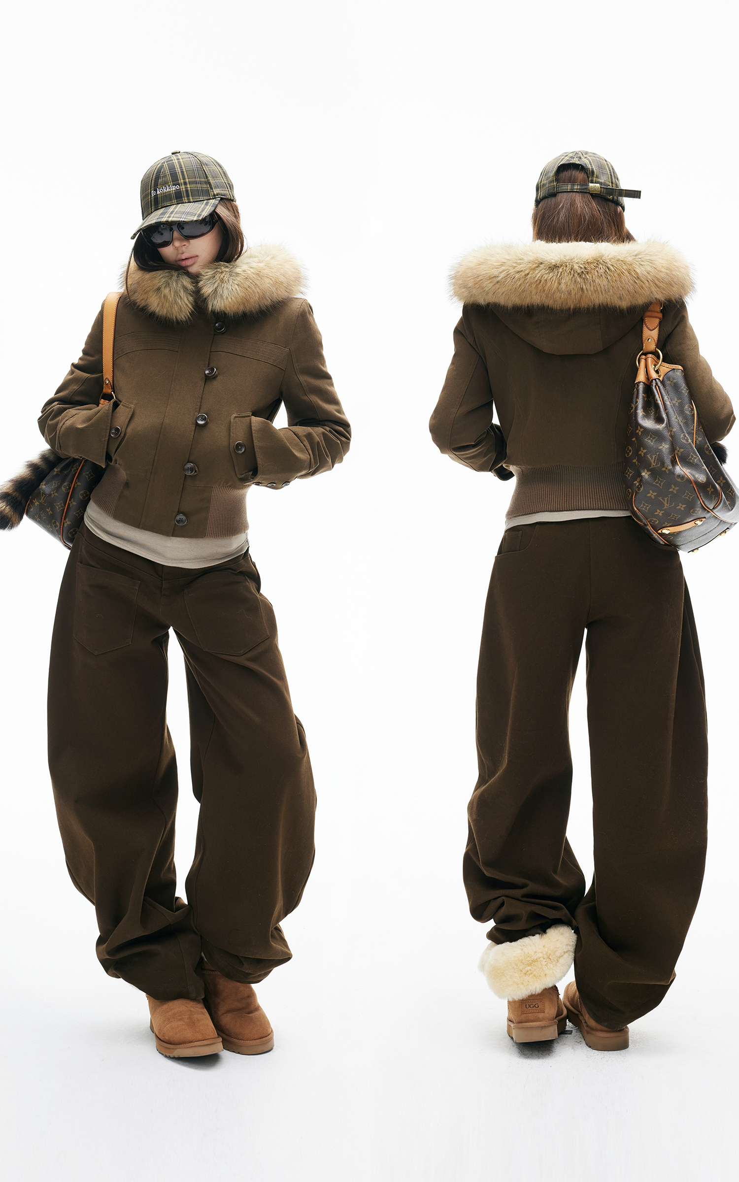 IAMXIAA リラックスワイドレッグカジュアルパンツ