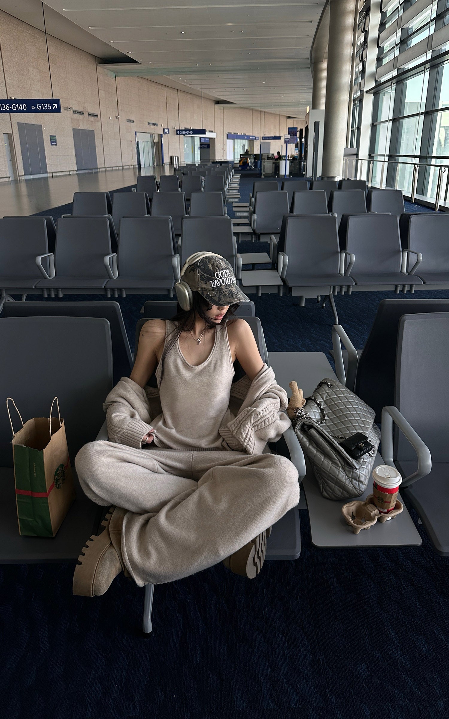 WARDEN EDGE ニットカーディガンタンクとワイドレッグパンツセット