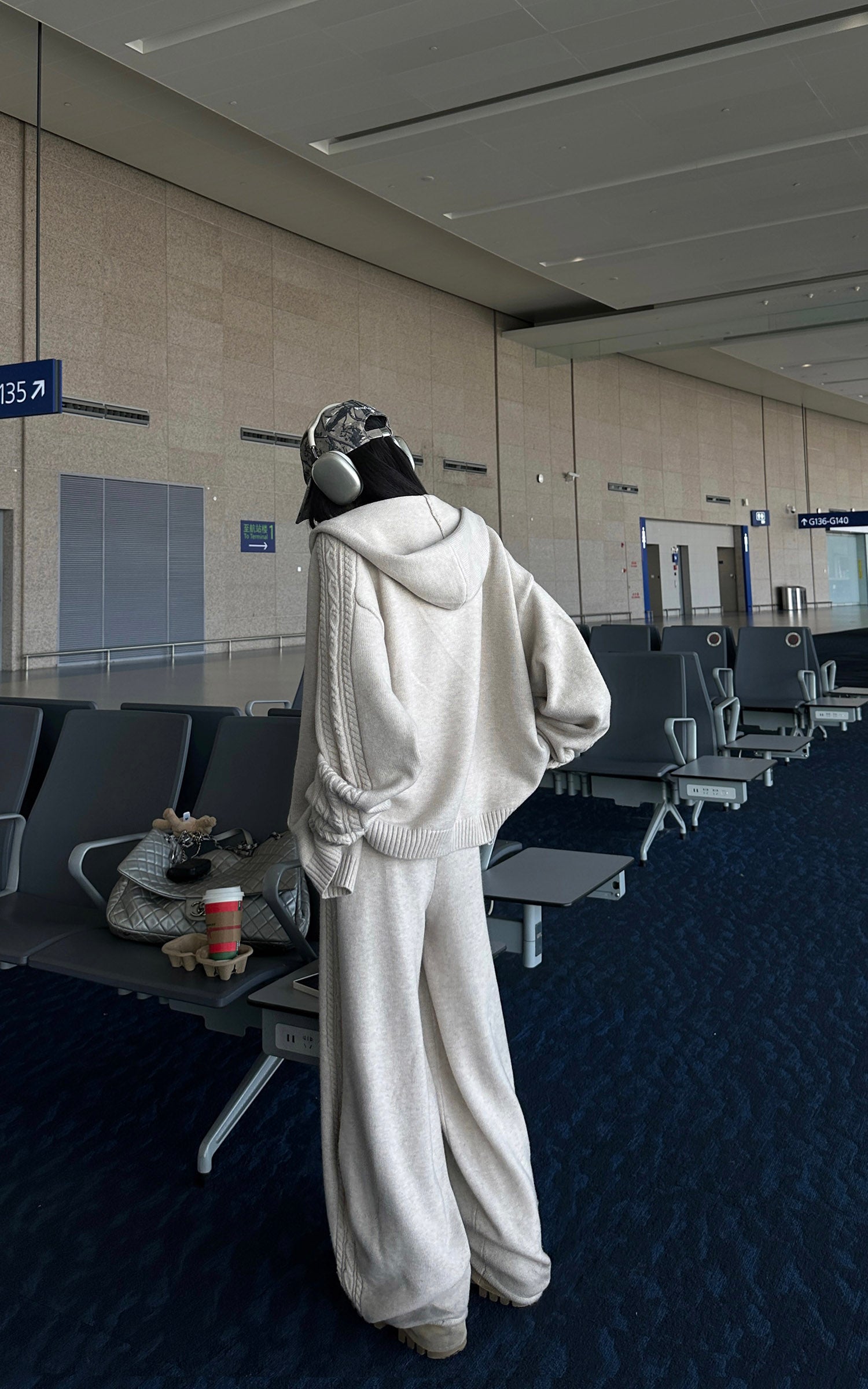 WARDEN EDGE ニットカーディガンタンクとワイドレッグパンツセット