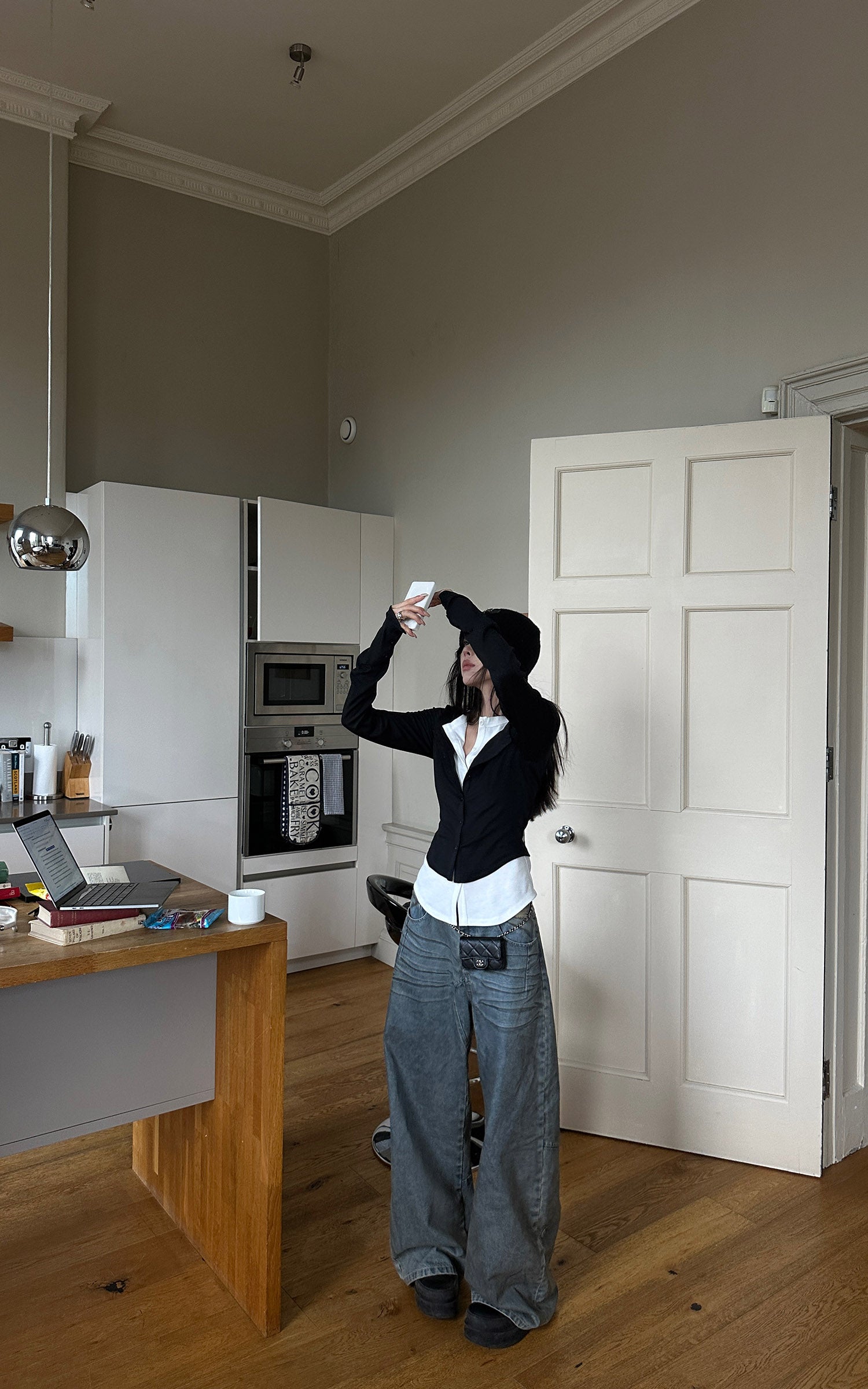 WARDEN EDGE レイヤードVネック長袖トップ