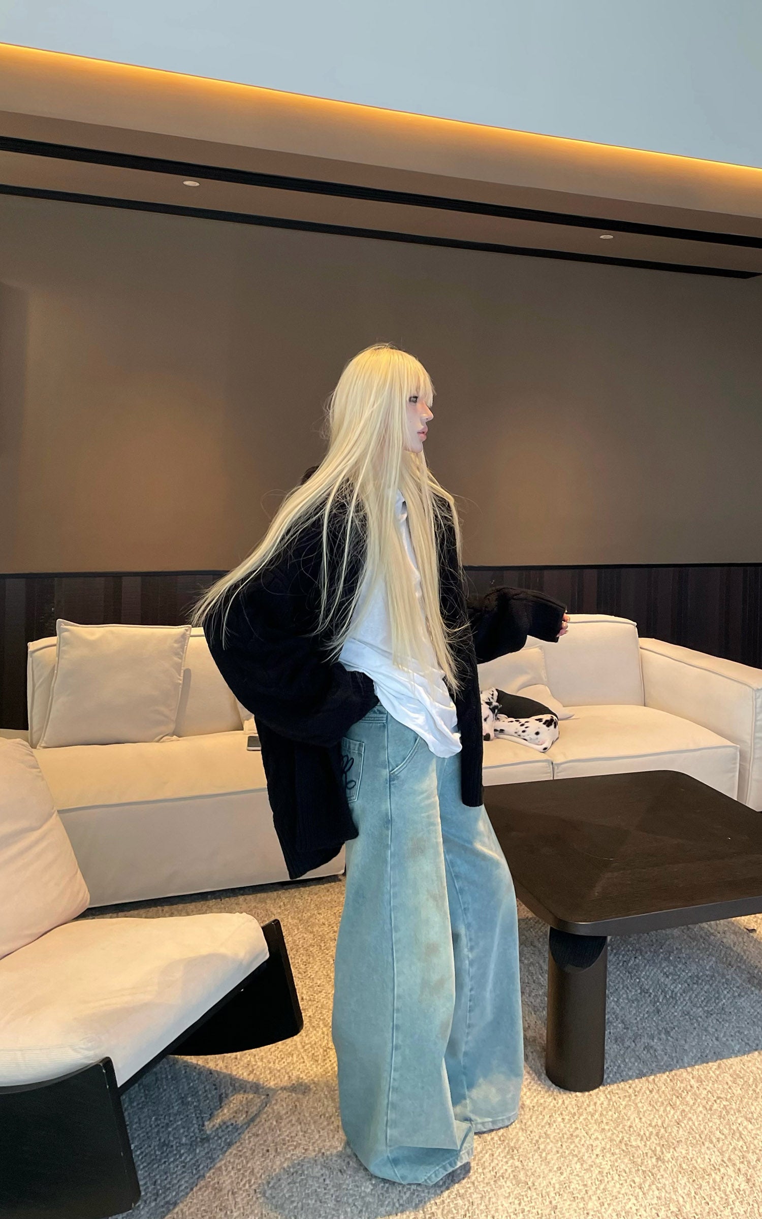 Rase le sol ルーズウォッシュワイドレッグデニムジーンズ