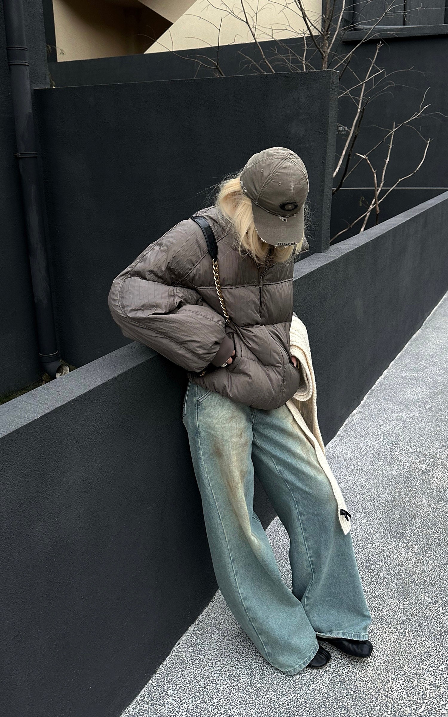 Rase le sol ルーズウォッシュワイドレッグデニムジーンズ