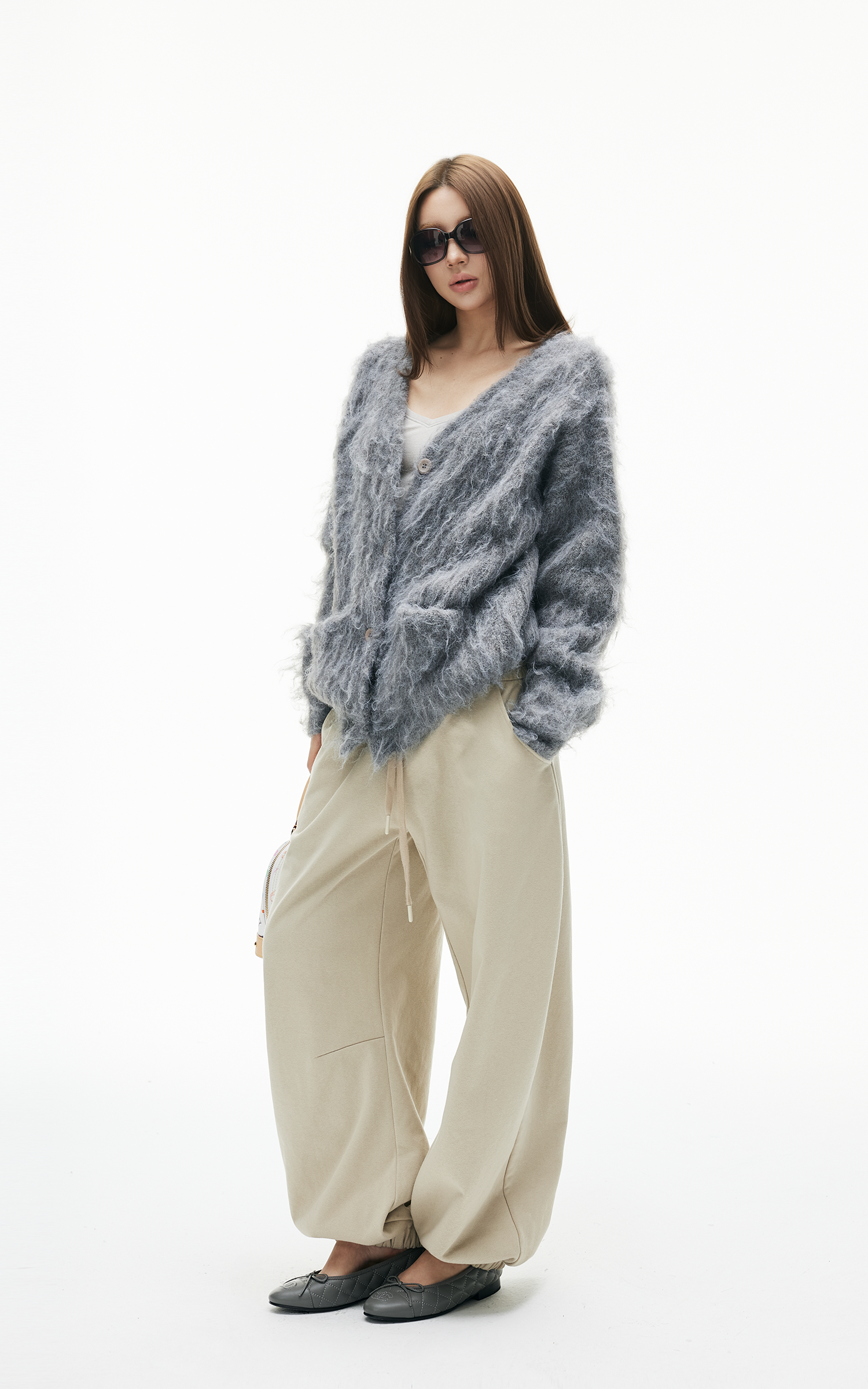 IAMXIAA フワフワニットボタンアップカーディガン