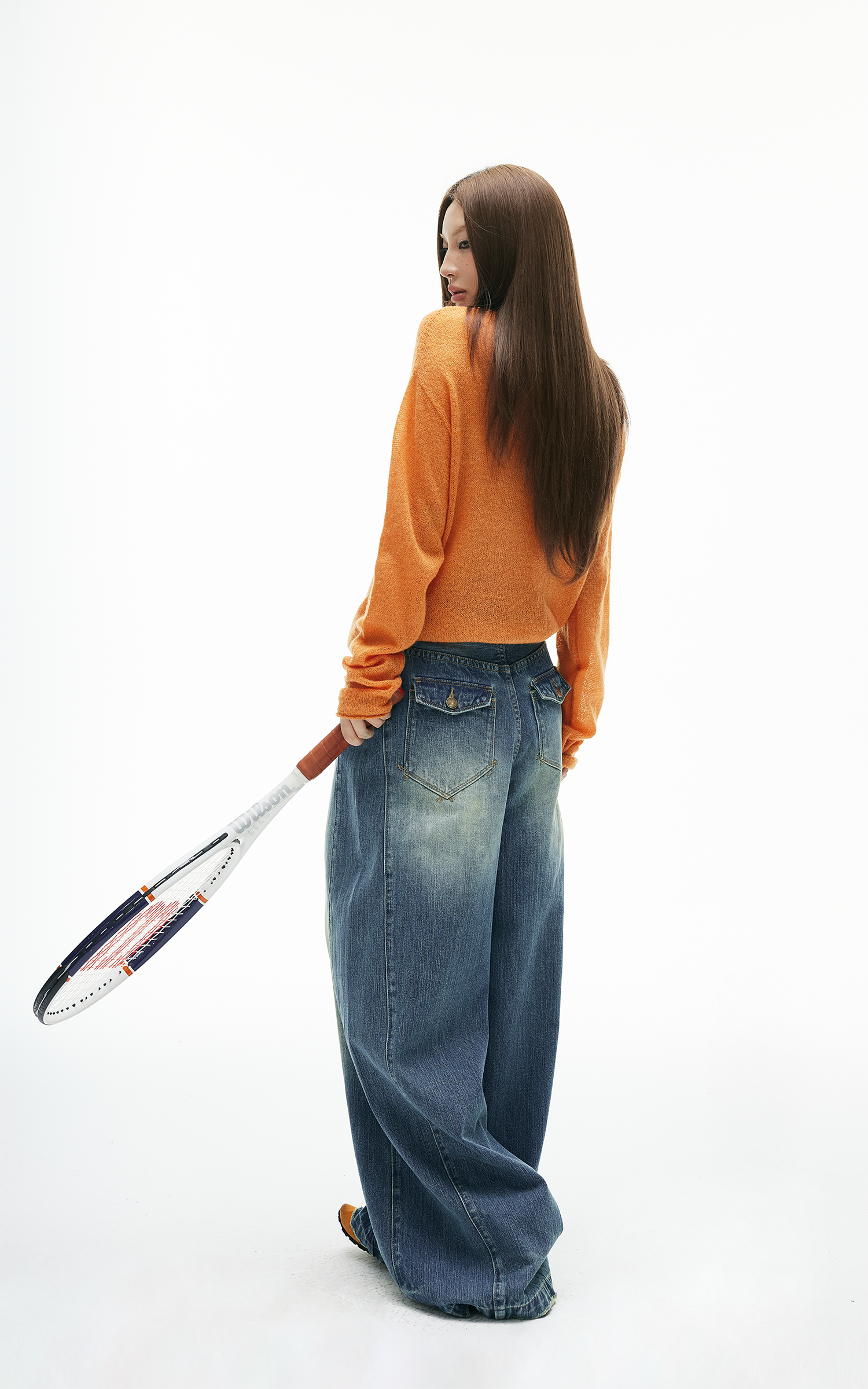 IAMXIAA ヴィンテージ ワイドレッグ デニム ジーンズ