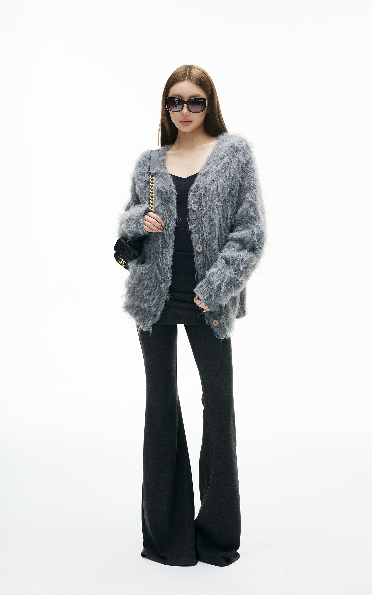 IAMXIAA フワフワニットボタンアップカーディガン