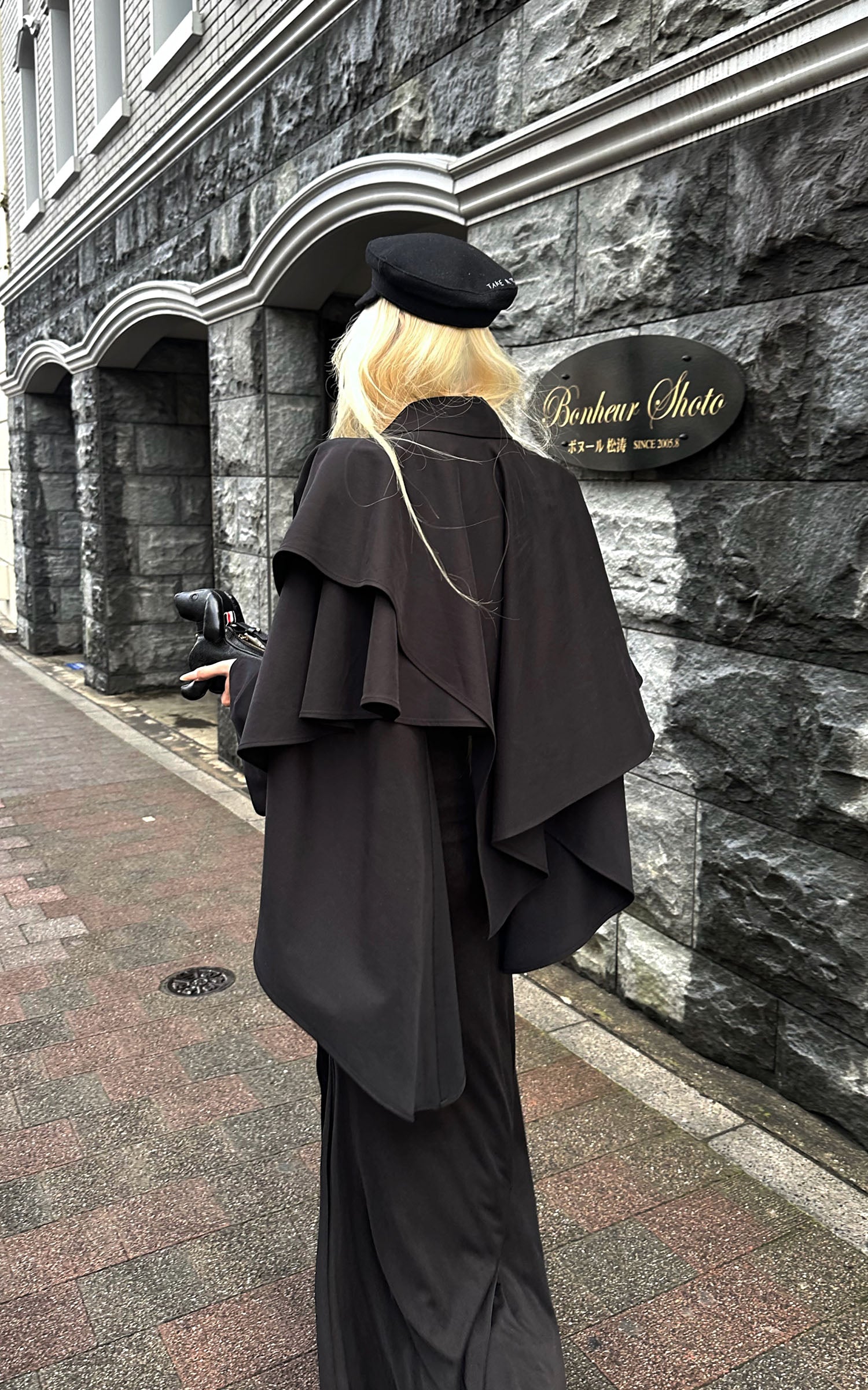 Rase le sol フィッシュテールストラップレスドレスセット付きレイヤードケープジャケット