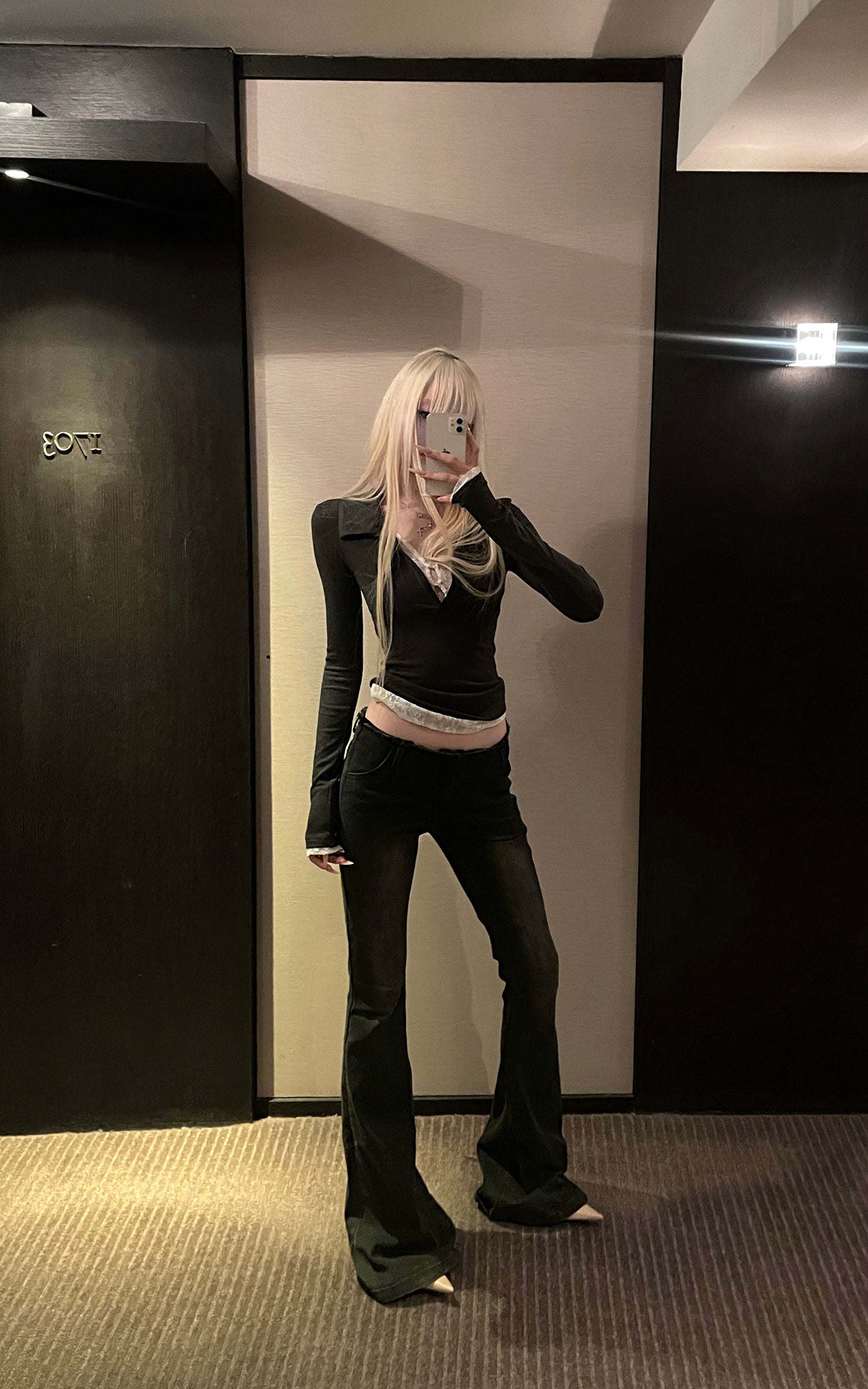 Rase le sol Fitted Layered Lace Insert Top