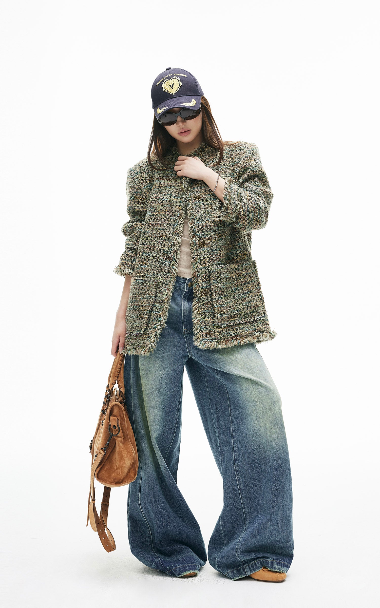 IAMXIAA テクスチャードツイードジャケットとスカートセット