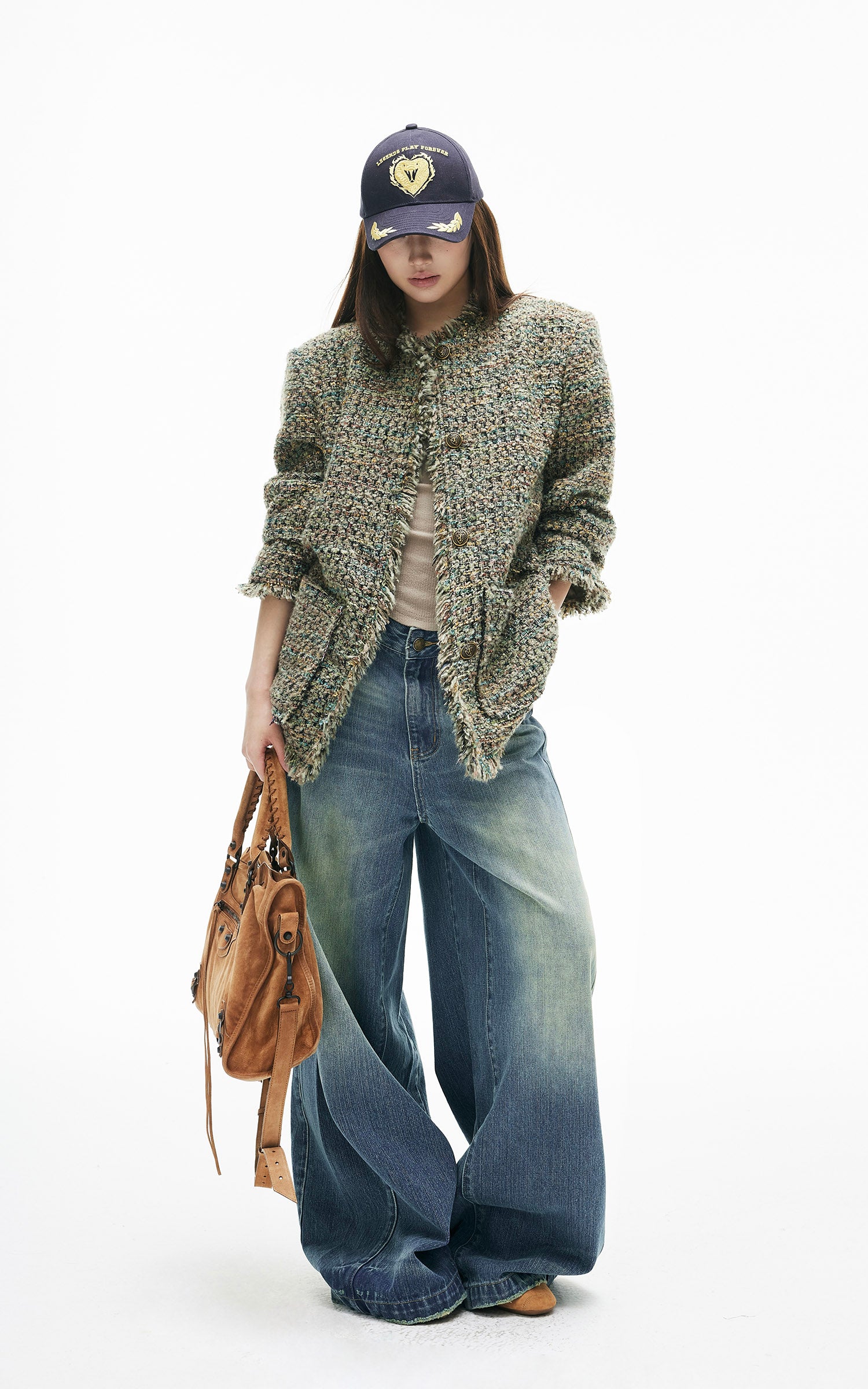 IAMXIAA テクスチャードツイードジャケットとスカートセット